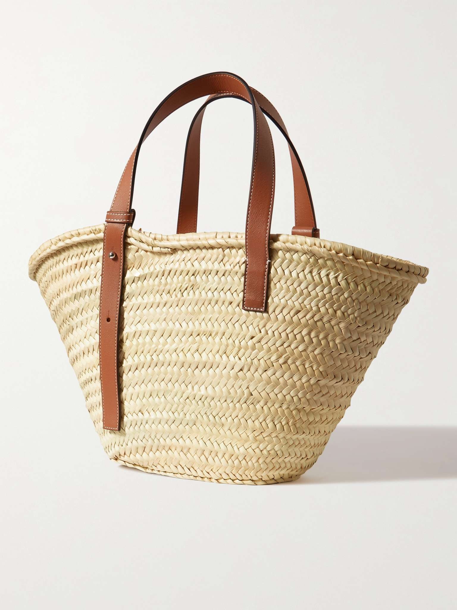 + Paula's Ibiza Leather-Trimmed Woven Raffia Tote Bag - 4