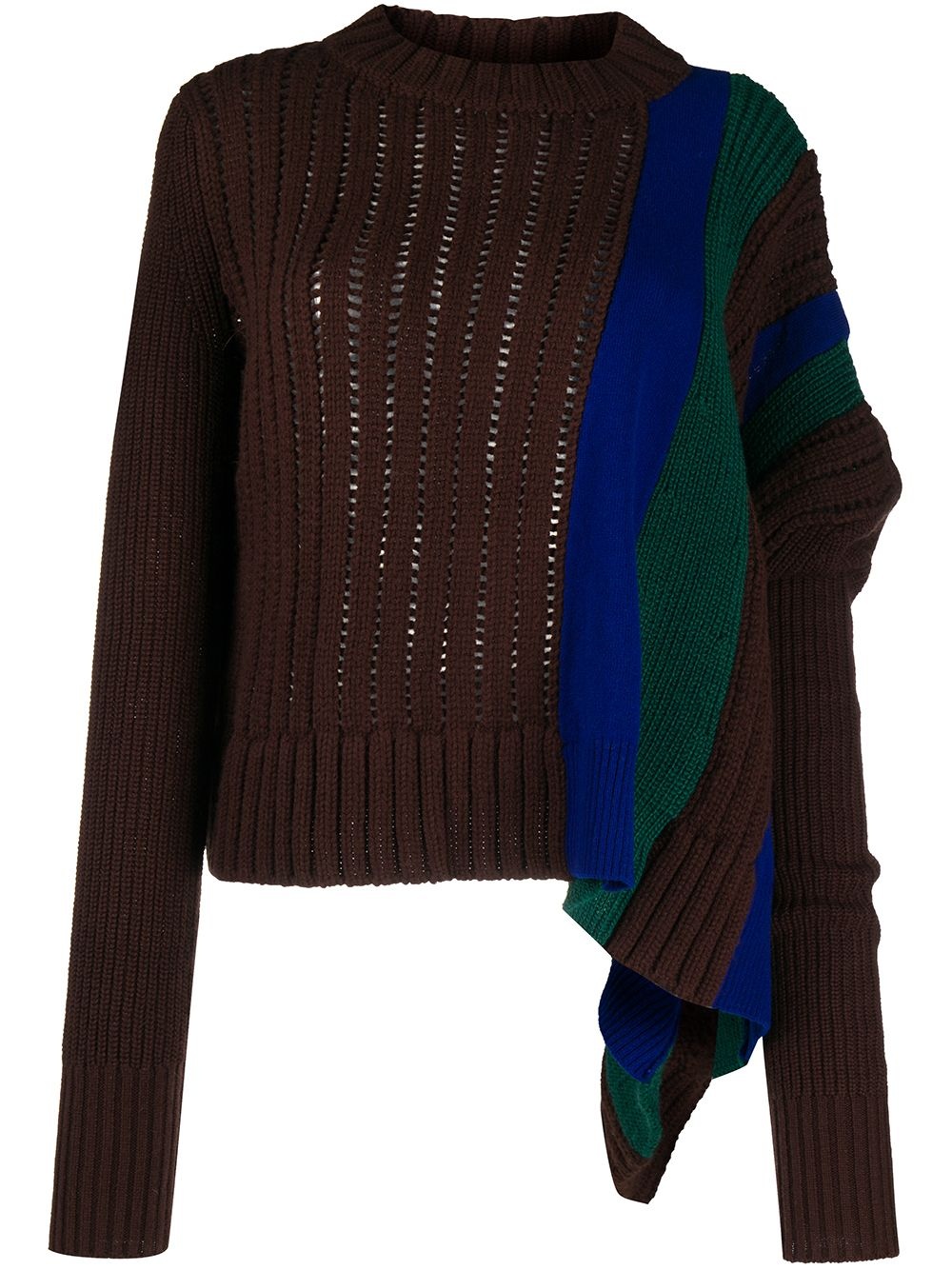 open-knit contrast panel jumper - 1