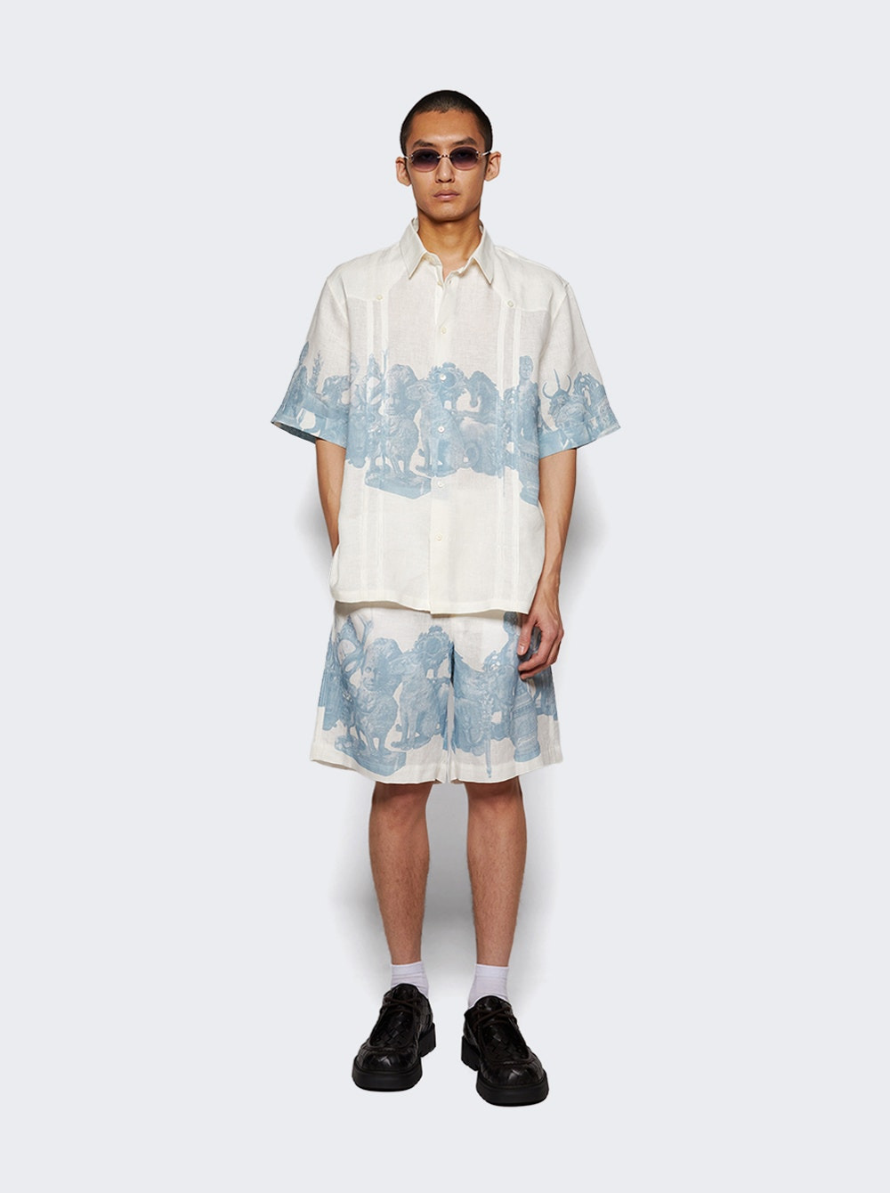 Shirt With Hubert Object Print Blue And White - 5