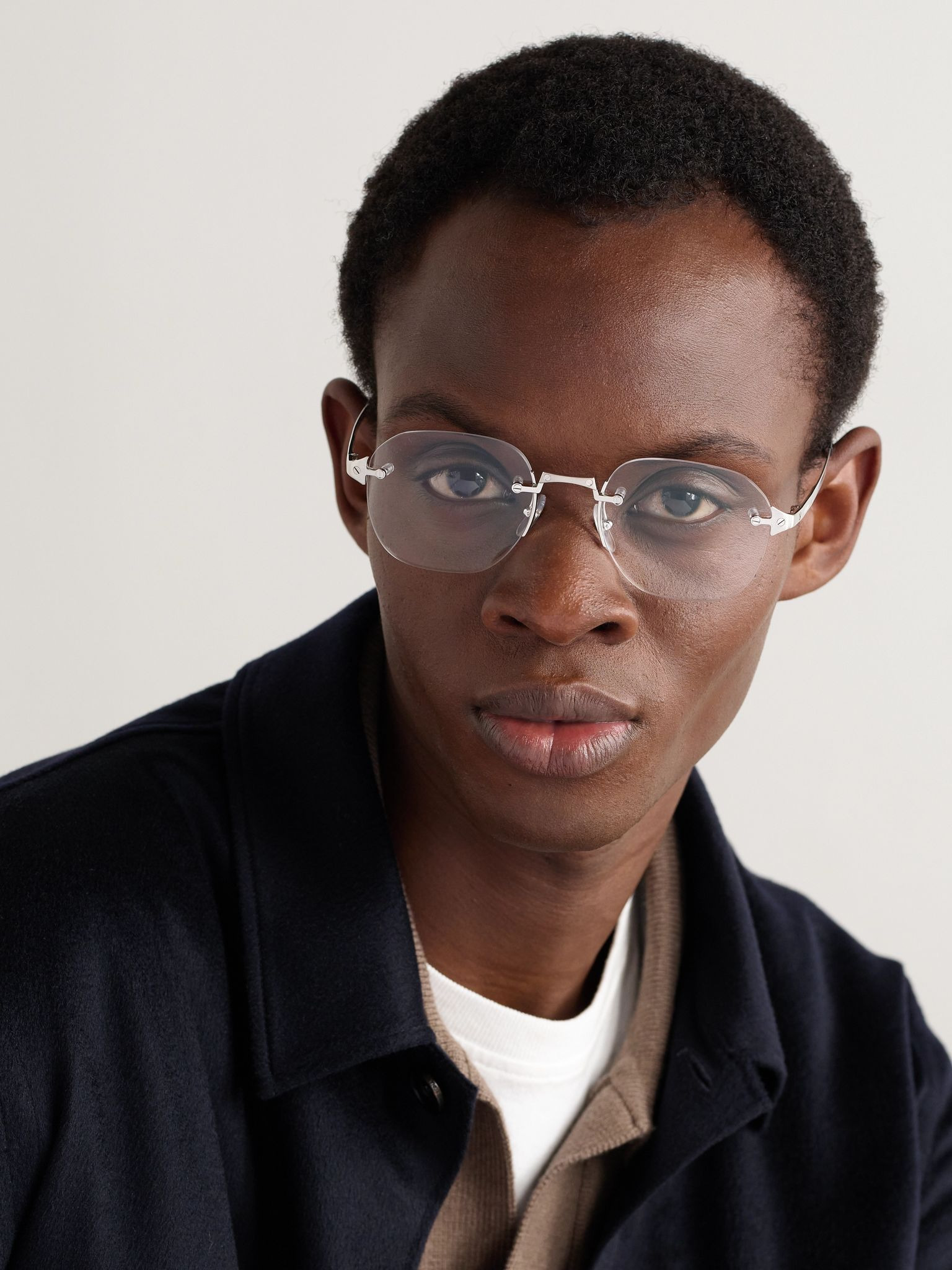 Santos de Cartier Rimless D-Frame Silver-Tone Optical Glasses Silver - 2