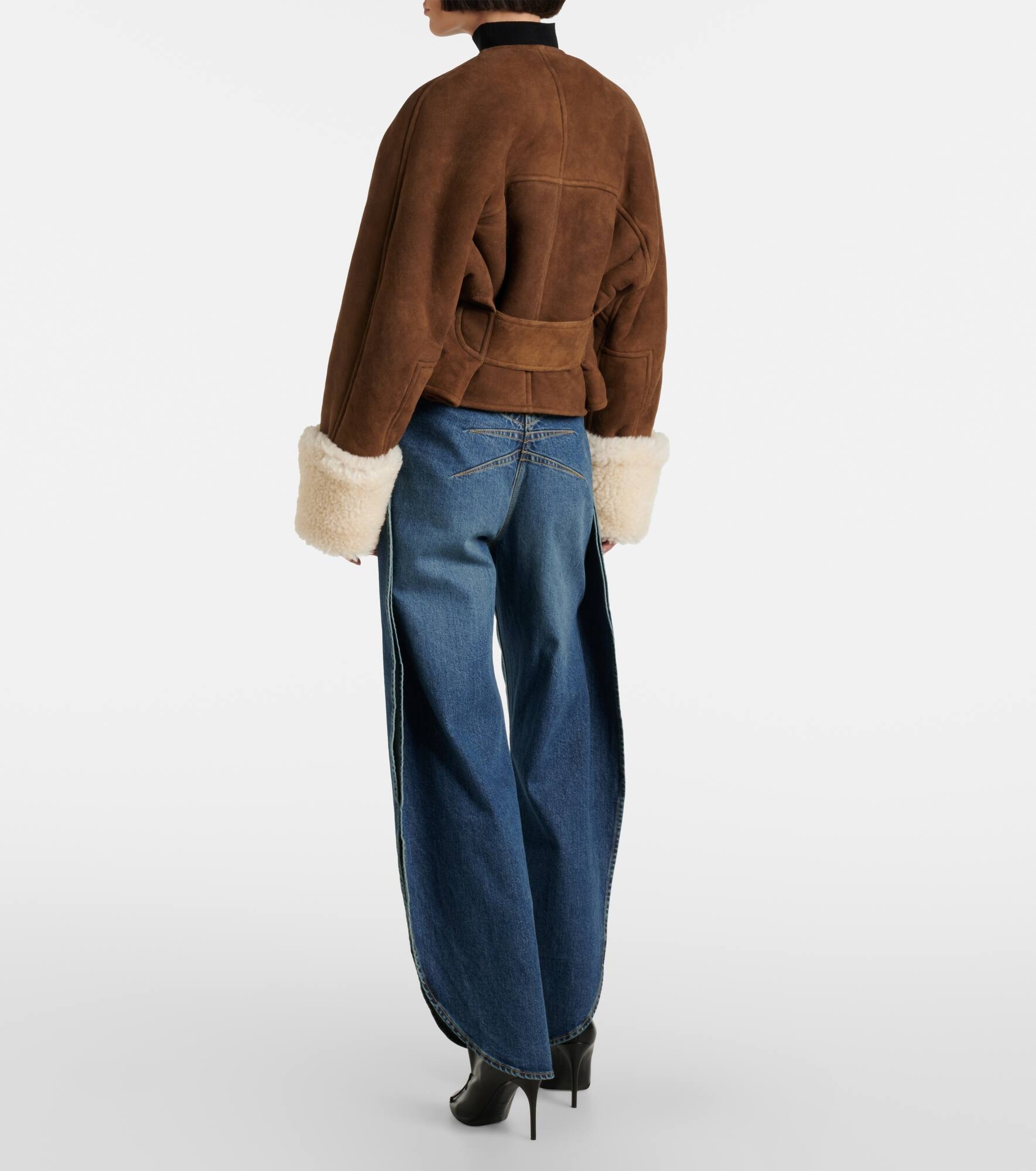 Shearling-trimmed suede jacket - 3