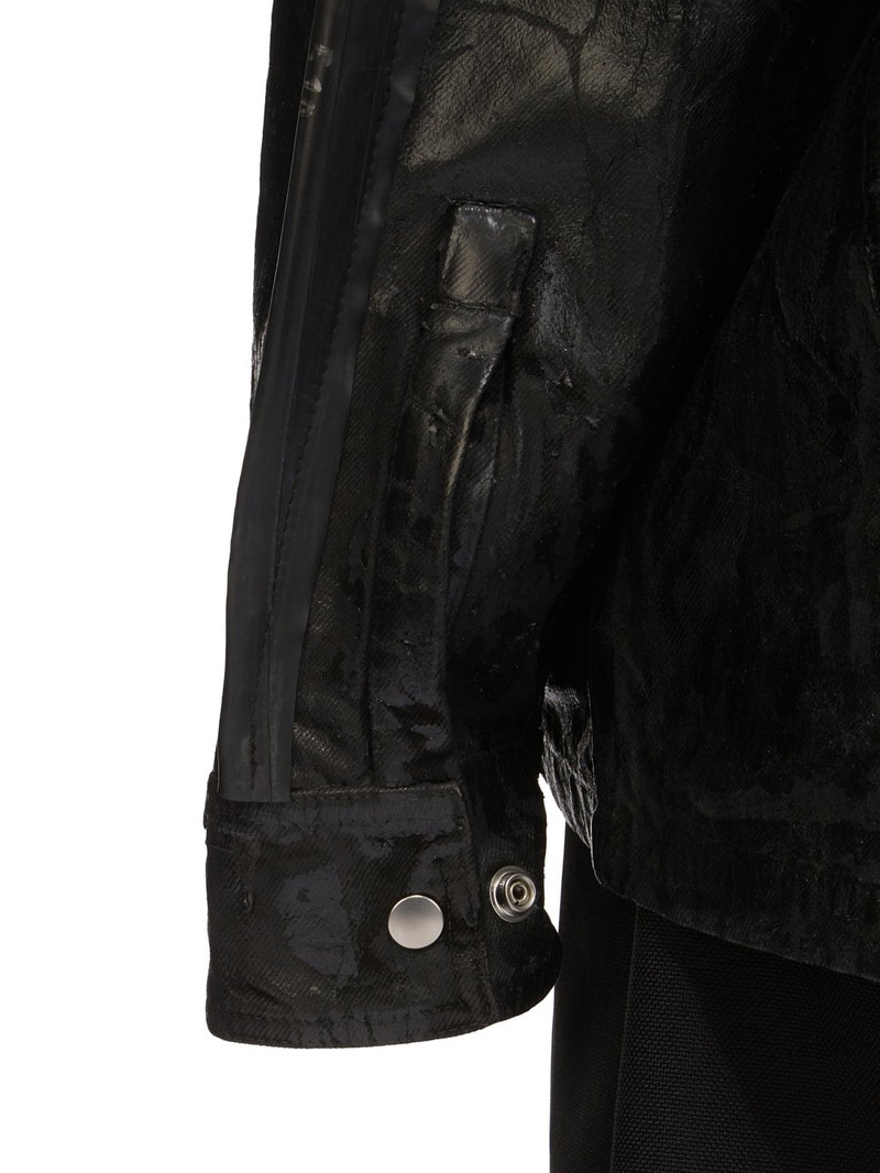 Oversized Wool-Trimmed Painted Distressed Denim Jacket 8