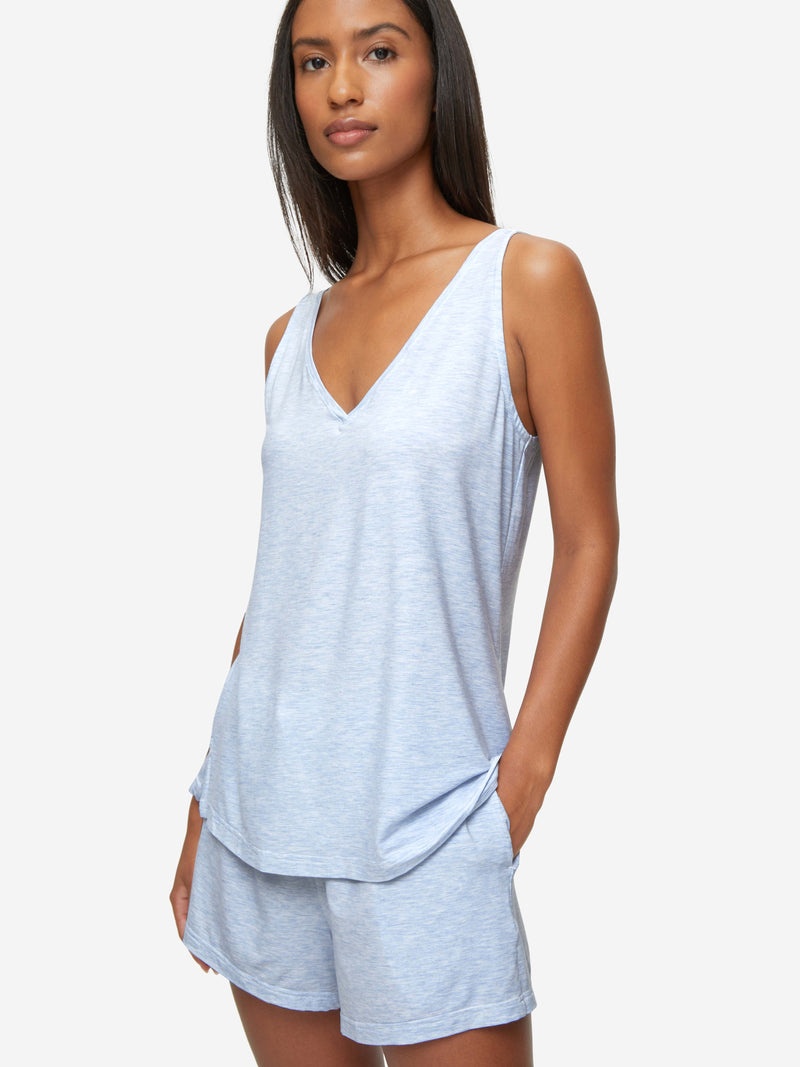 Women's Short Cami Pyjamas Ethan Micro Modal Stretch Blue Heather - 2