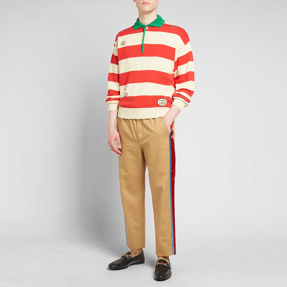 Gucci Striped Knit Logo Polo - 7