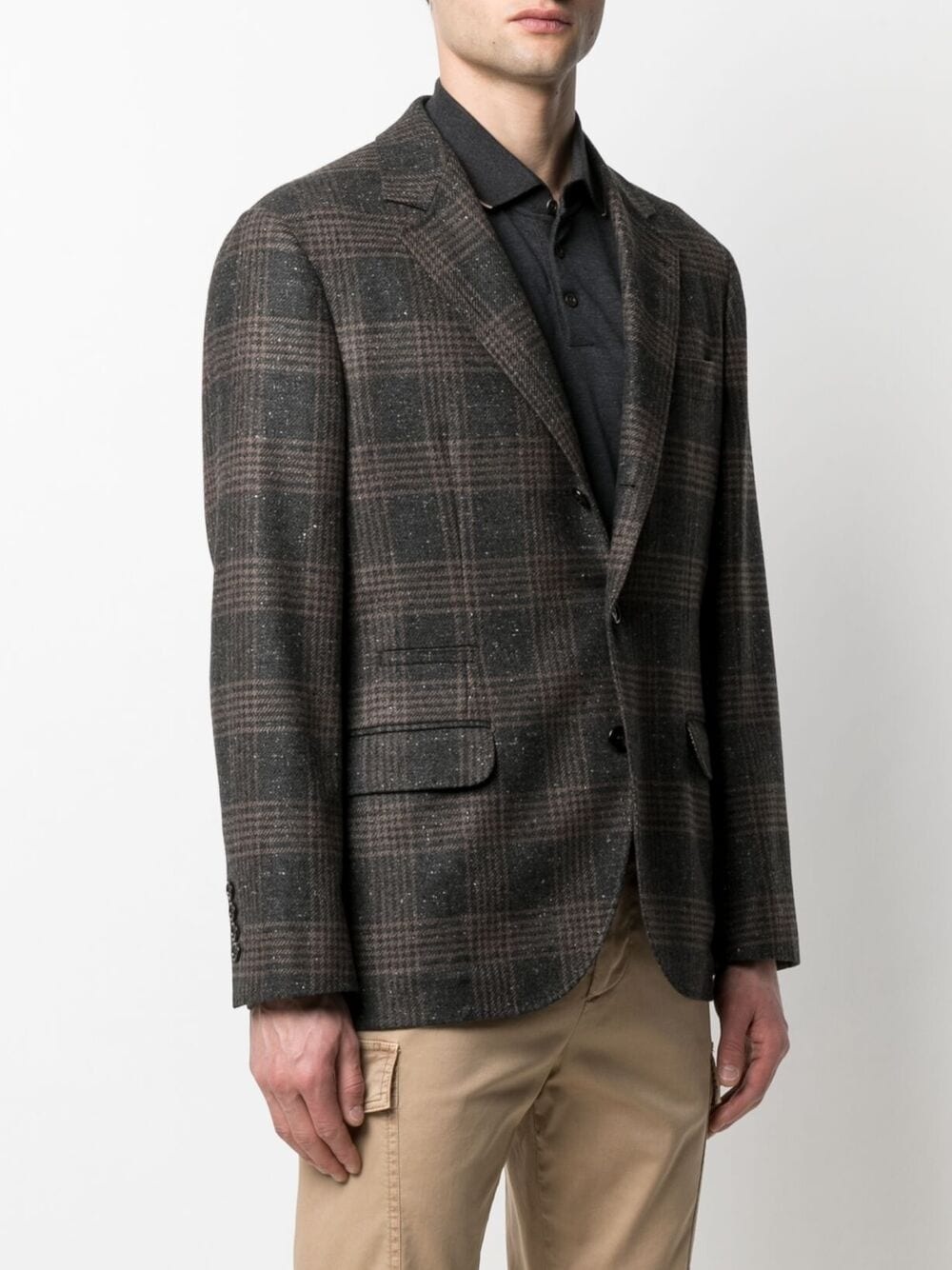 checked single-breasted blazer - 3