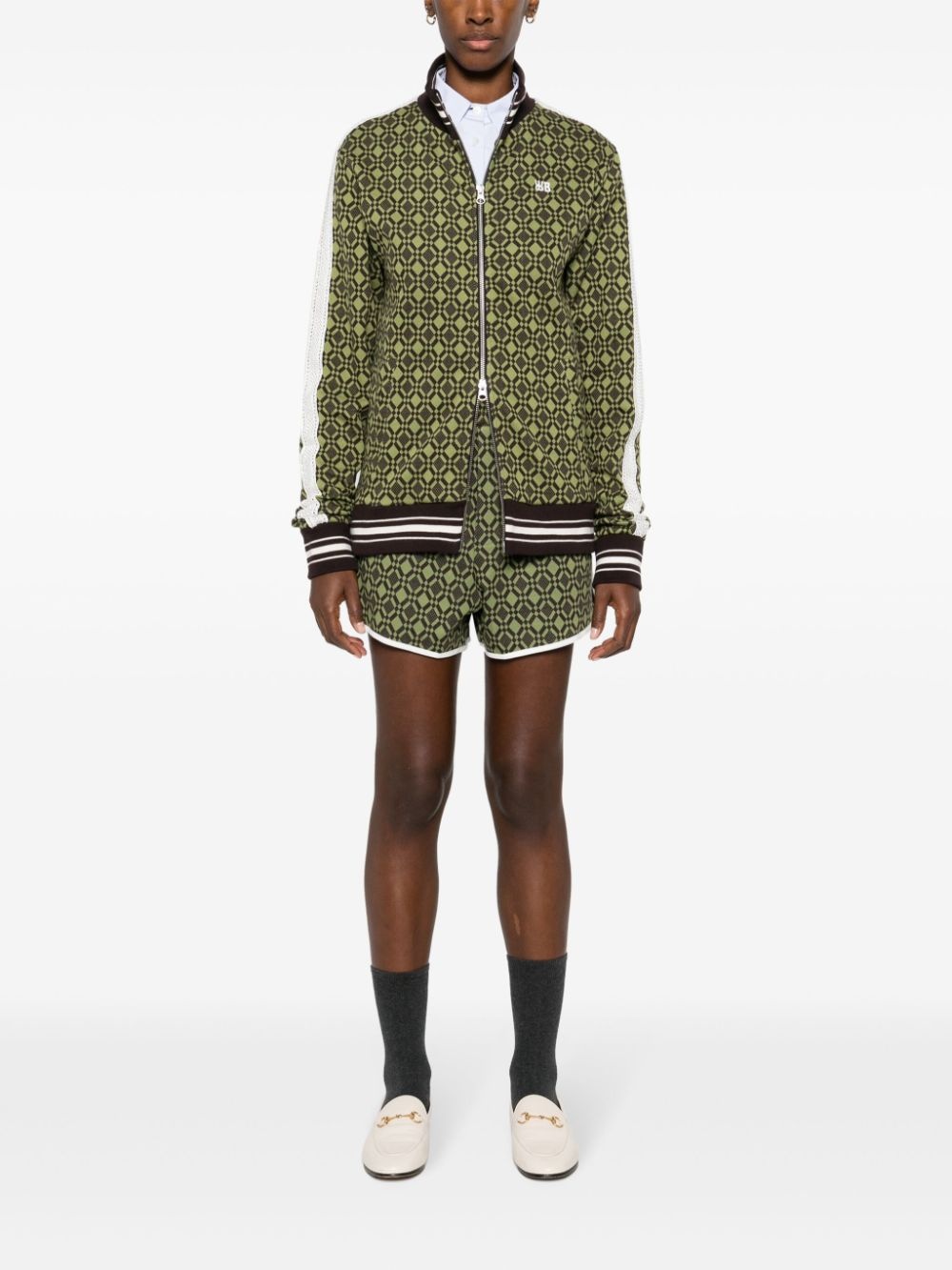 geometric-patterned jersey shorts - 3