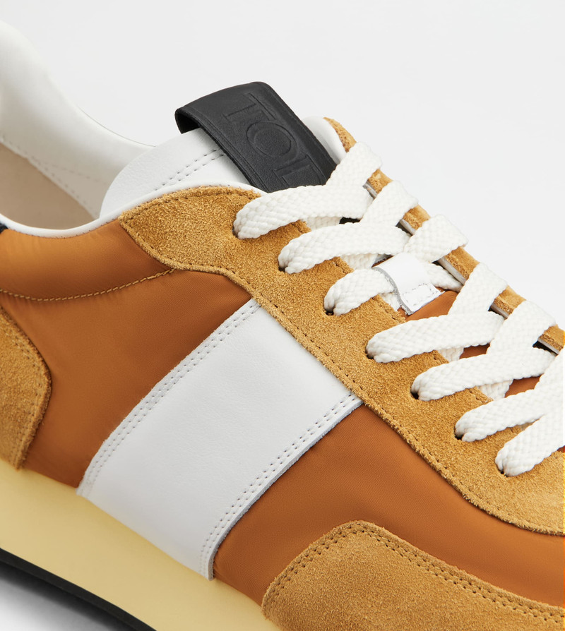 T VINTAGE SNEAKERS IN SUEDE AND TECHNICAL FABRIC - ORANGE, WHITE, BLACK 5