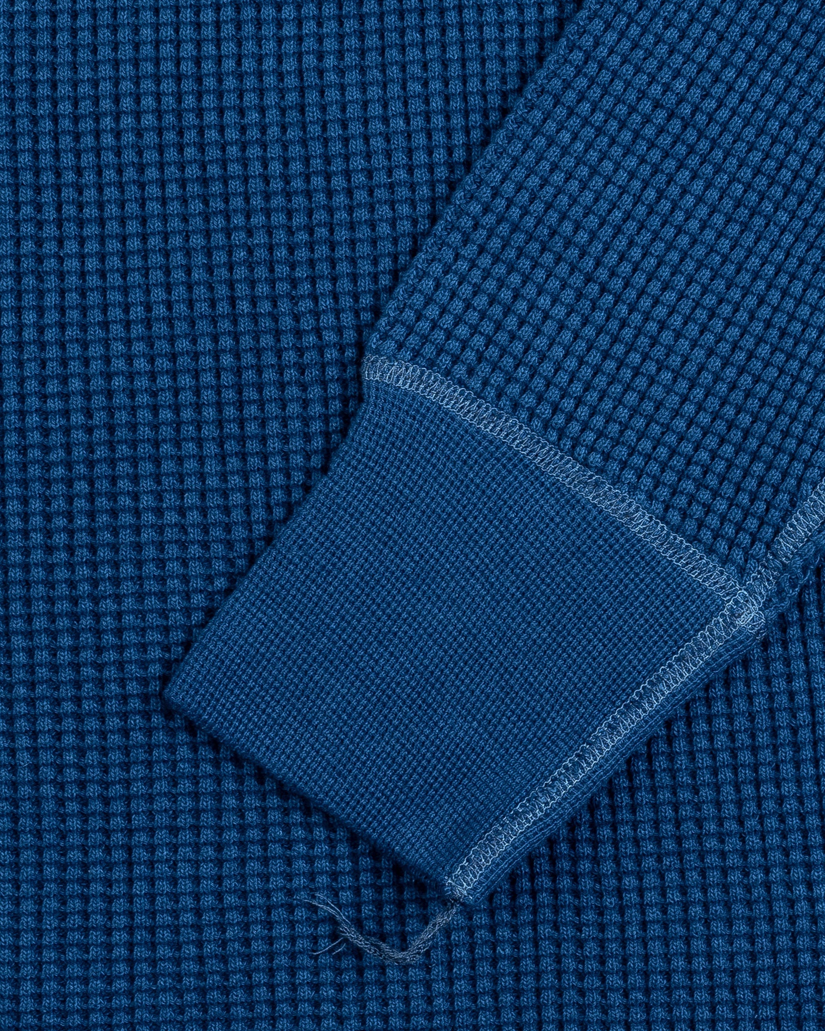 IHTL-1301-IND Waffle Knit Long Sleeved Crew Neck Thermal Top - Indigo Dyed - 8