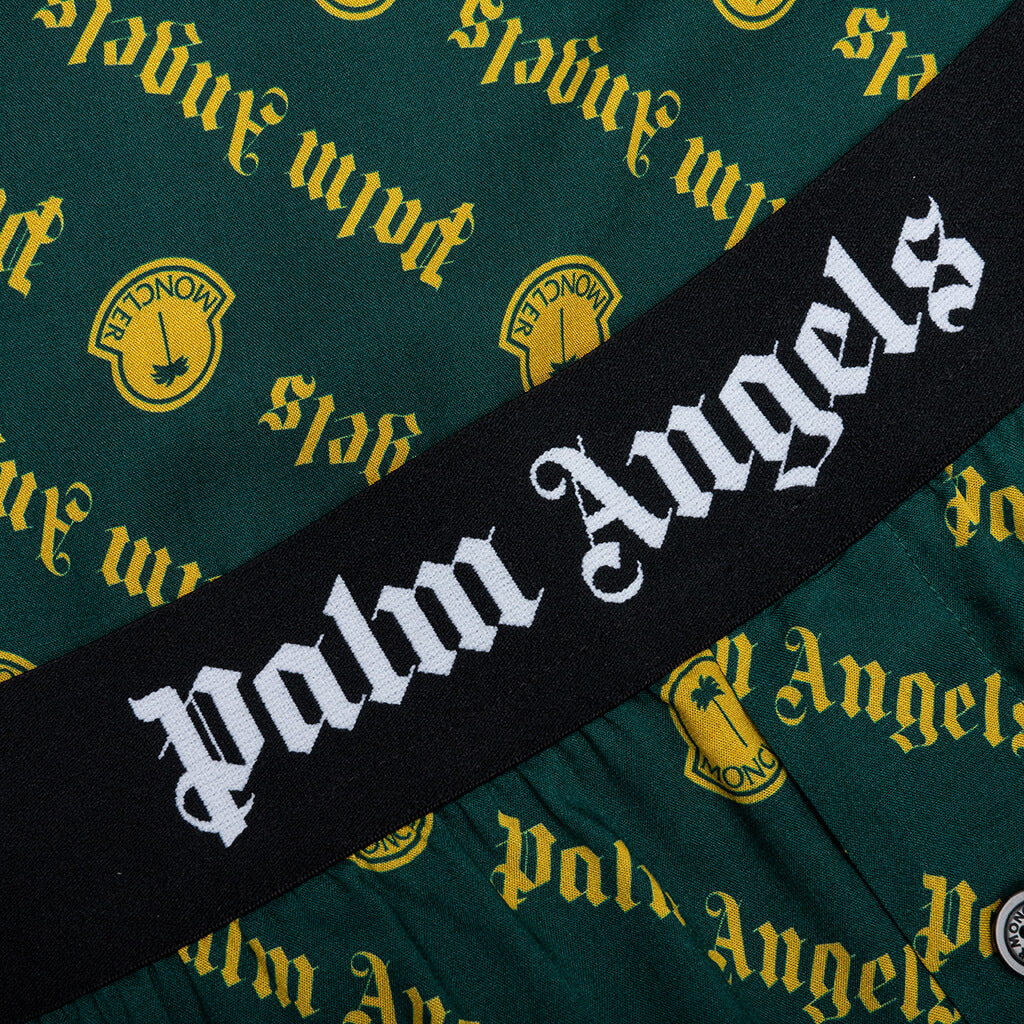 MONCLER X PALM ANGELS LOGO PRINT TROUSERS - DARK GREEN - 3