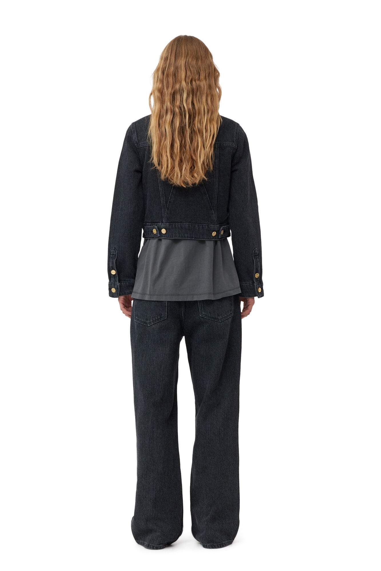 WASHED BLACK HEAVY CROPPED DENIM JACKET - 5