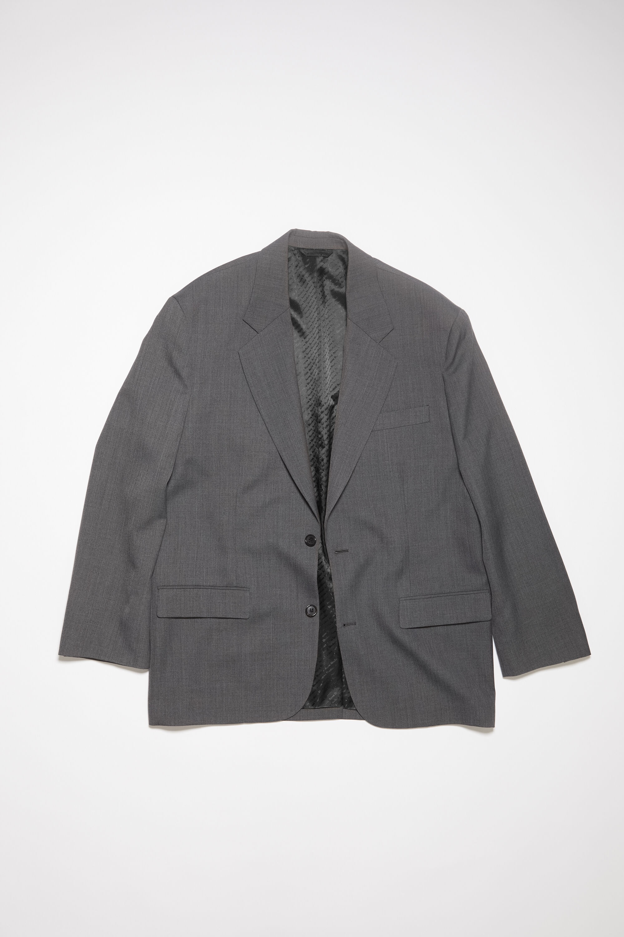 Relaxed fit suit jacket - Dark grey melange - 1