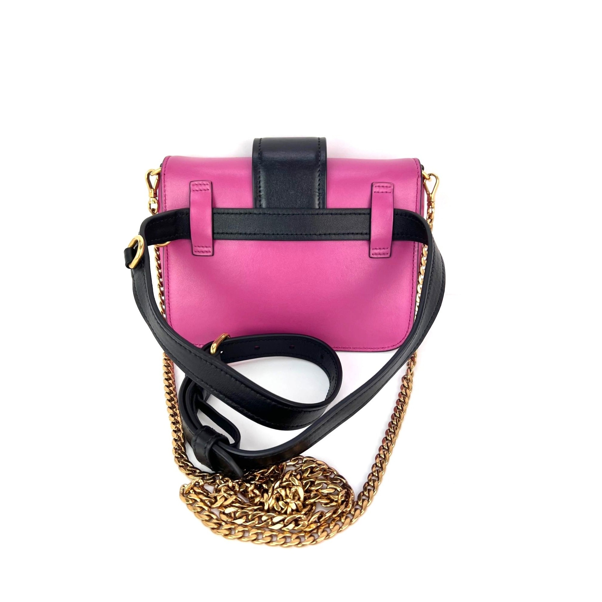 Prada City Calf Cahier Pink Black Leather Crossbody Belt Bag - 2