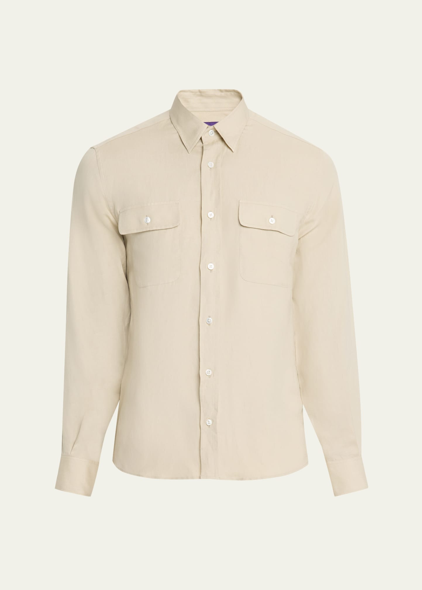 Men's Silk and Linen Button-Down Shirt - 1