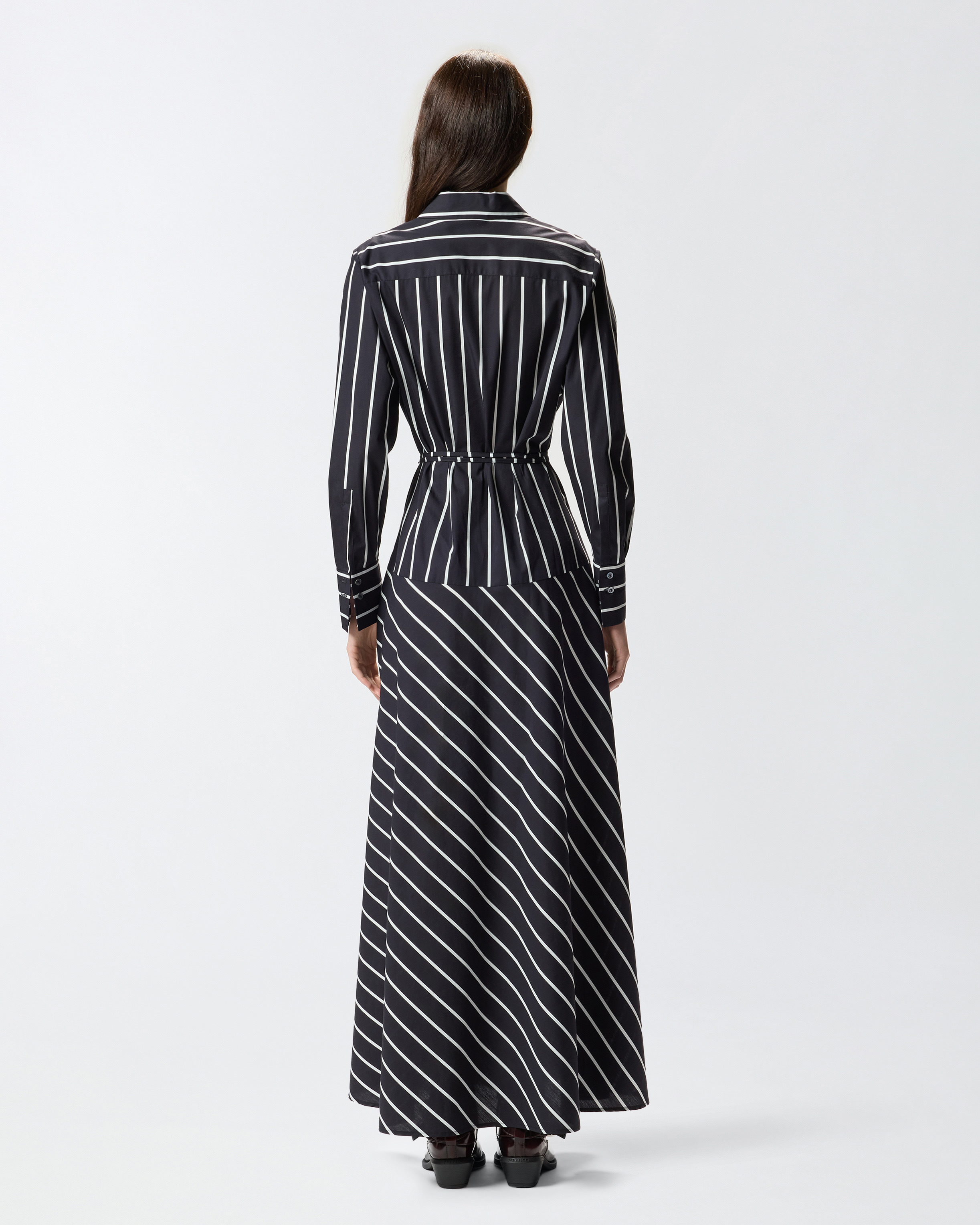 LONG STRIPED POPLIN DRESS - 4