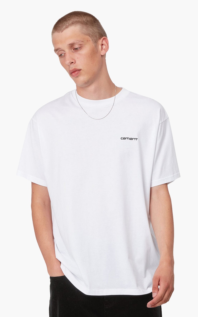 S/S SCRIPT EMBROIDERY T-SHIRT WHITE/BLACK - 5