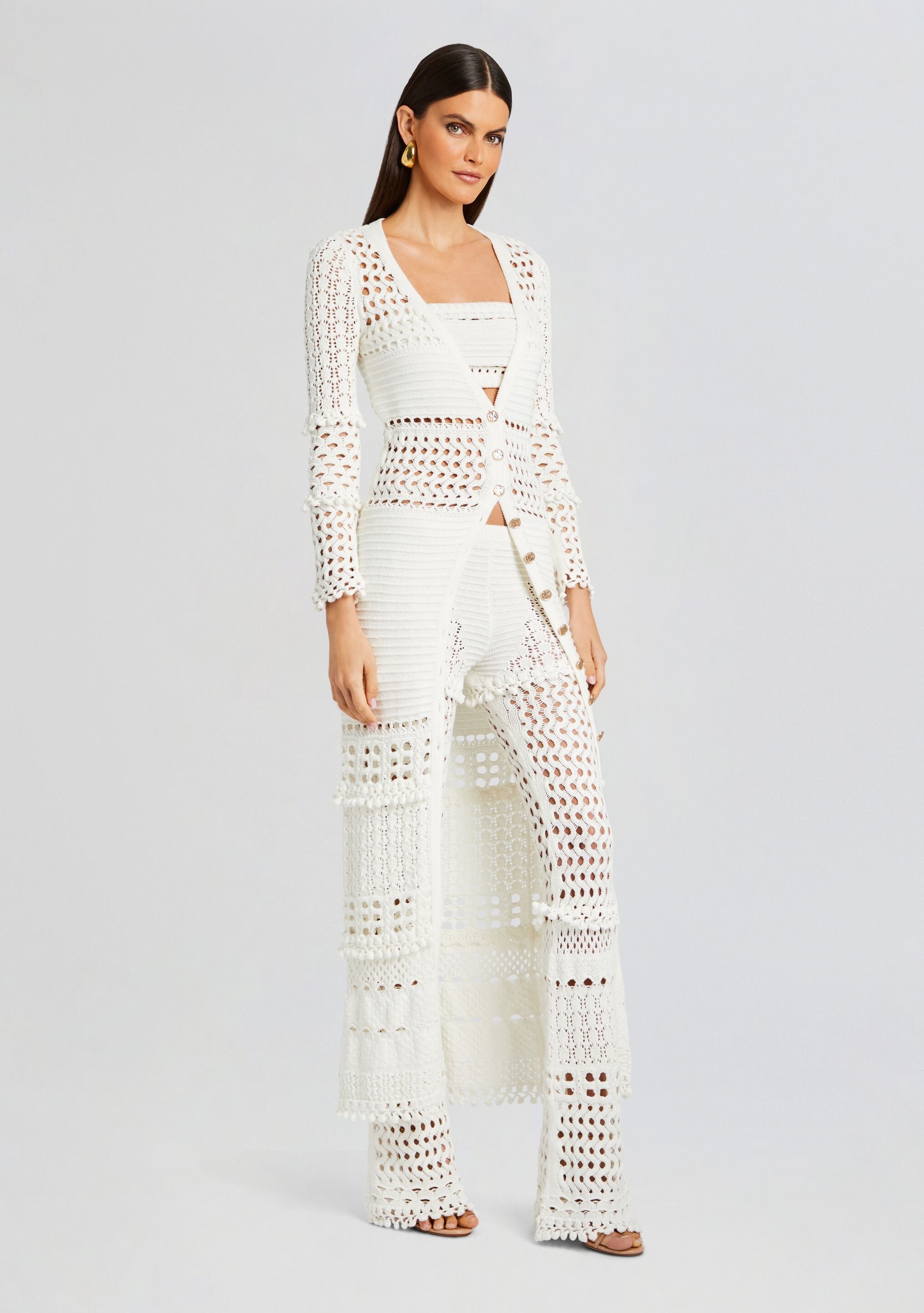 ALAIA KNIT CROCHET CARDIGAN - 3