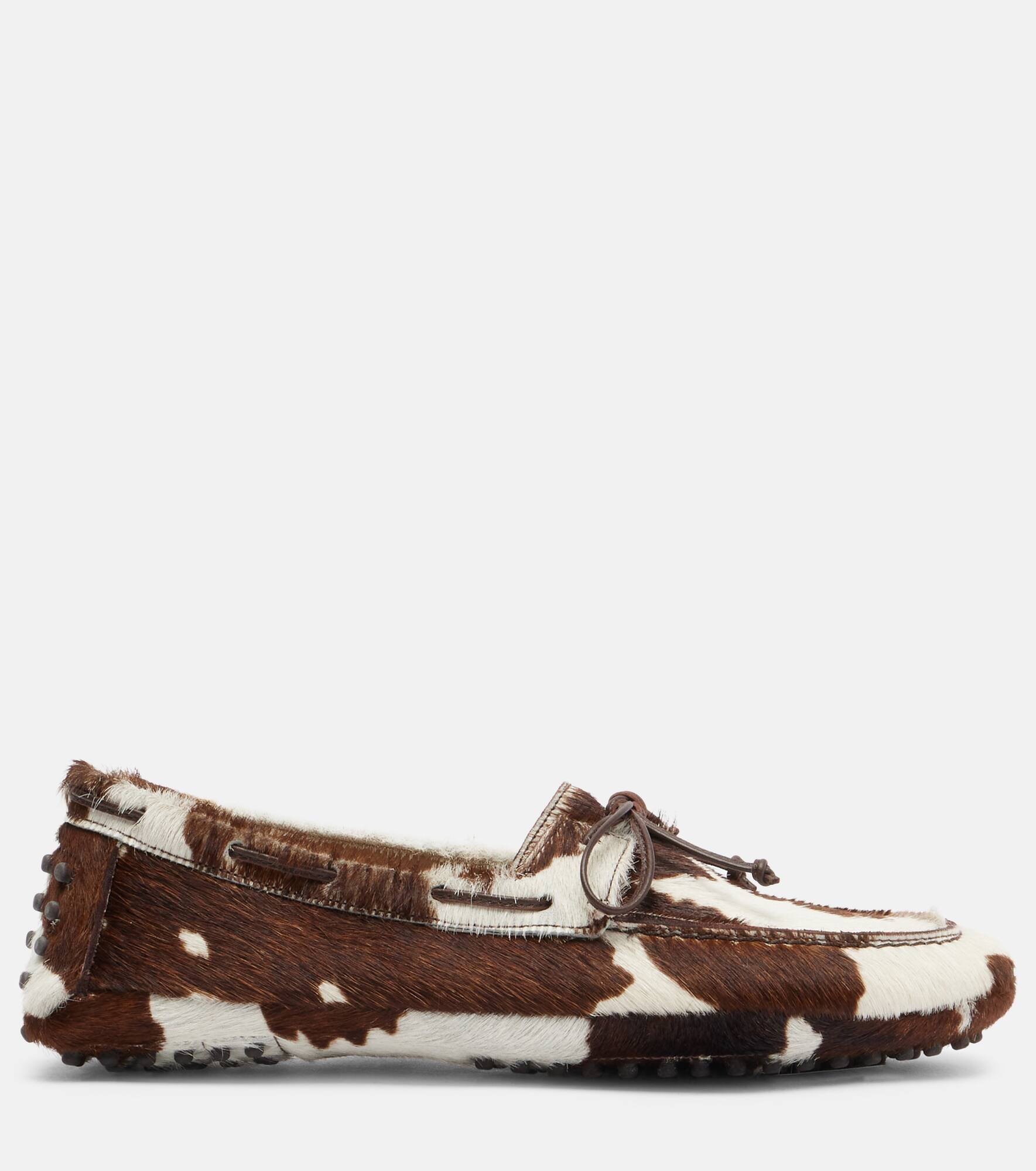 Printed calf hair driving shoes - 4