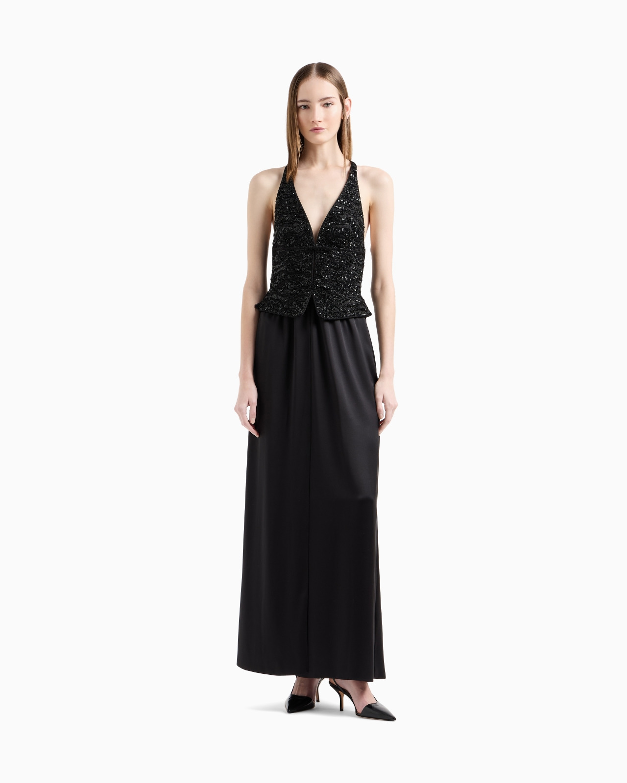 SILK EMBROIDERED LONG DRESS - 2