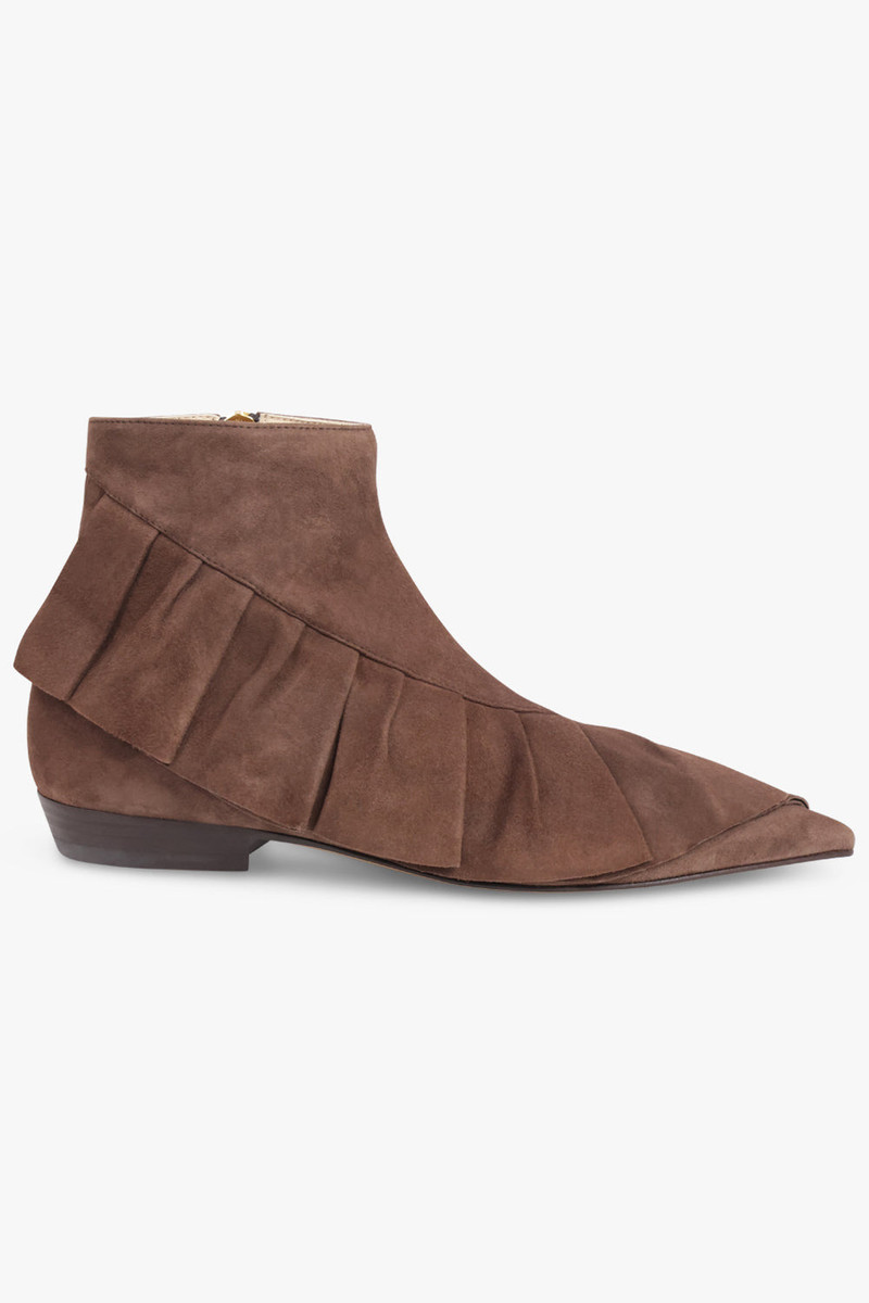 JW Anderson RUFFLE SUEDE BOOT | BROWN outlook
