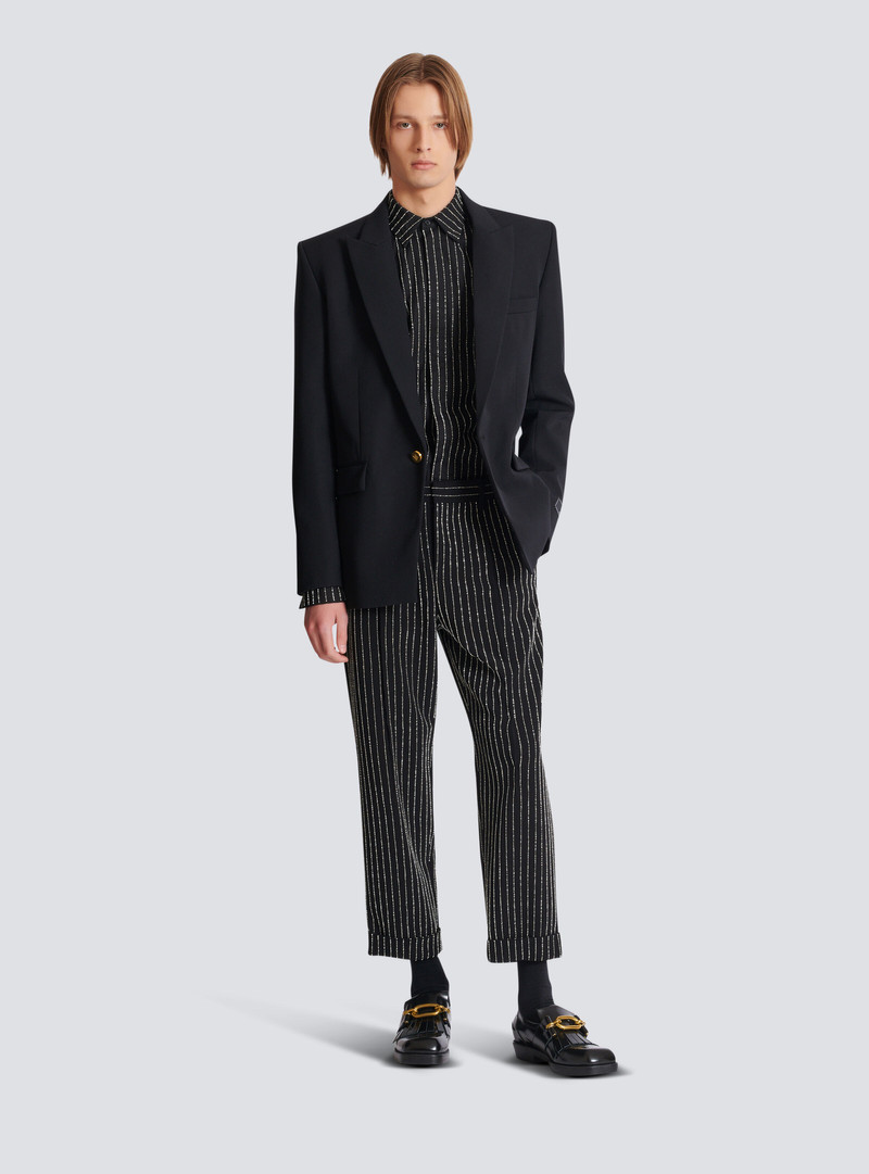 Balmain Cotton shirt with crystal stripes outlook
