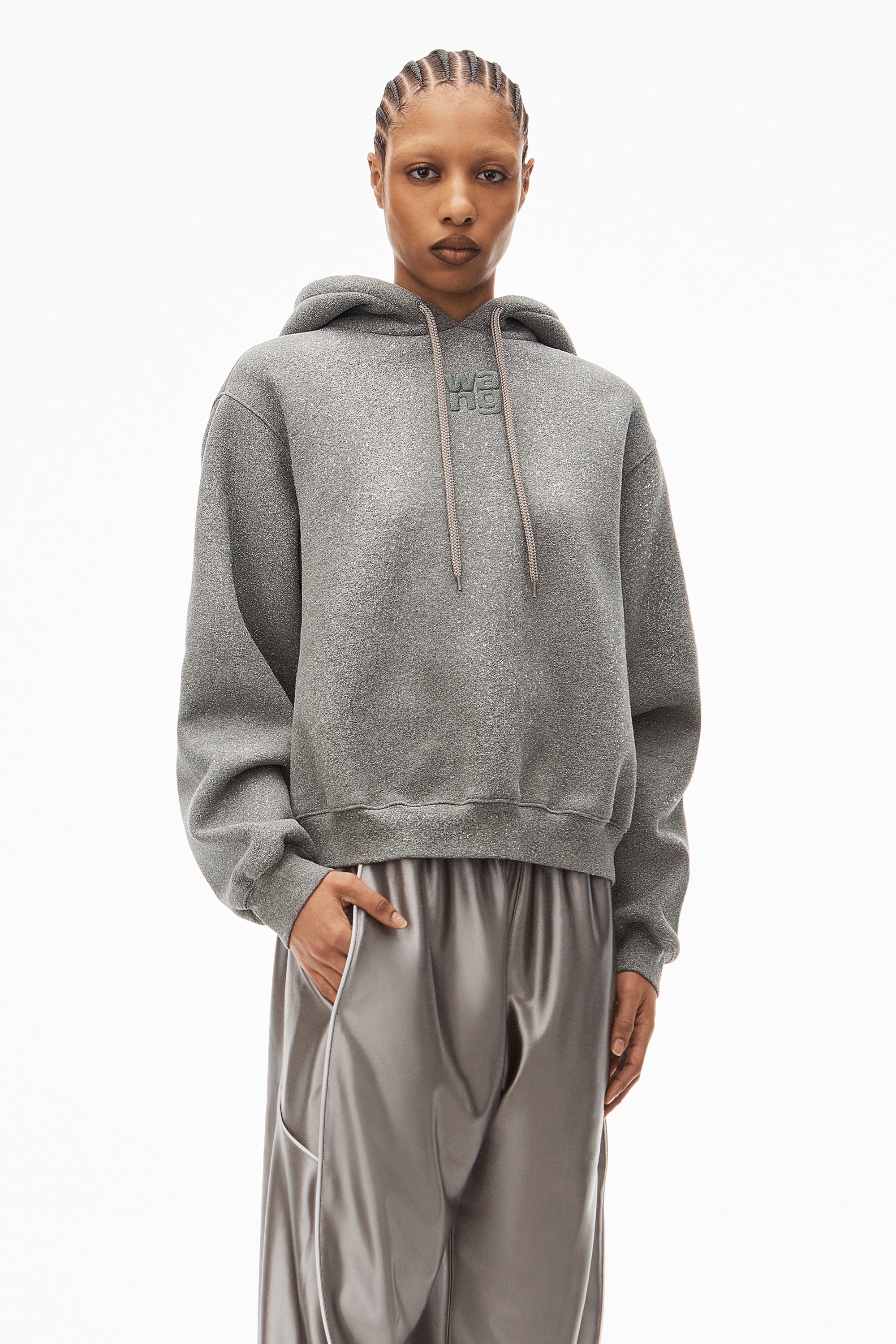Alexander Wang HOODIE IN GLITTER TERRY | REVERSIBLE