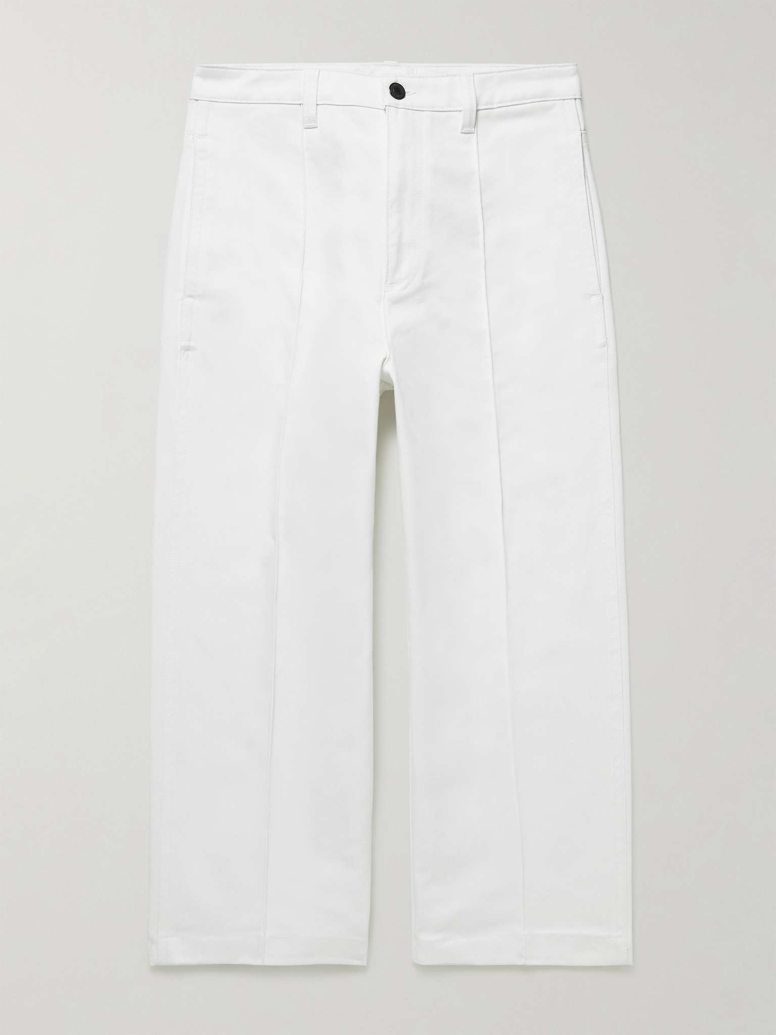 Wide-Leg Pleated Denim Trousers - 1