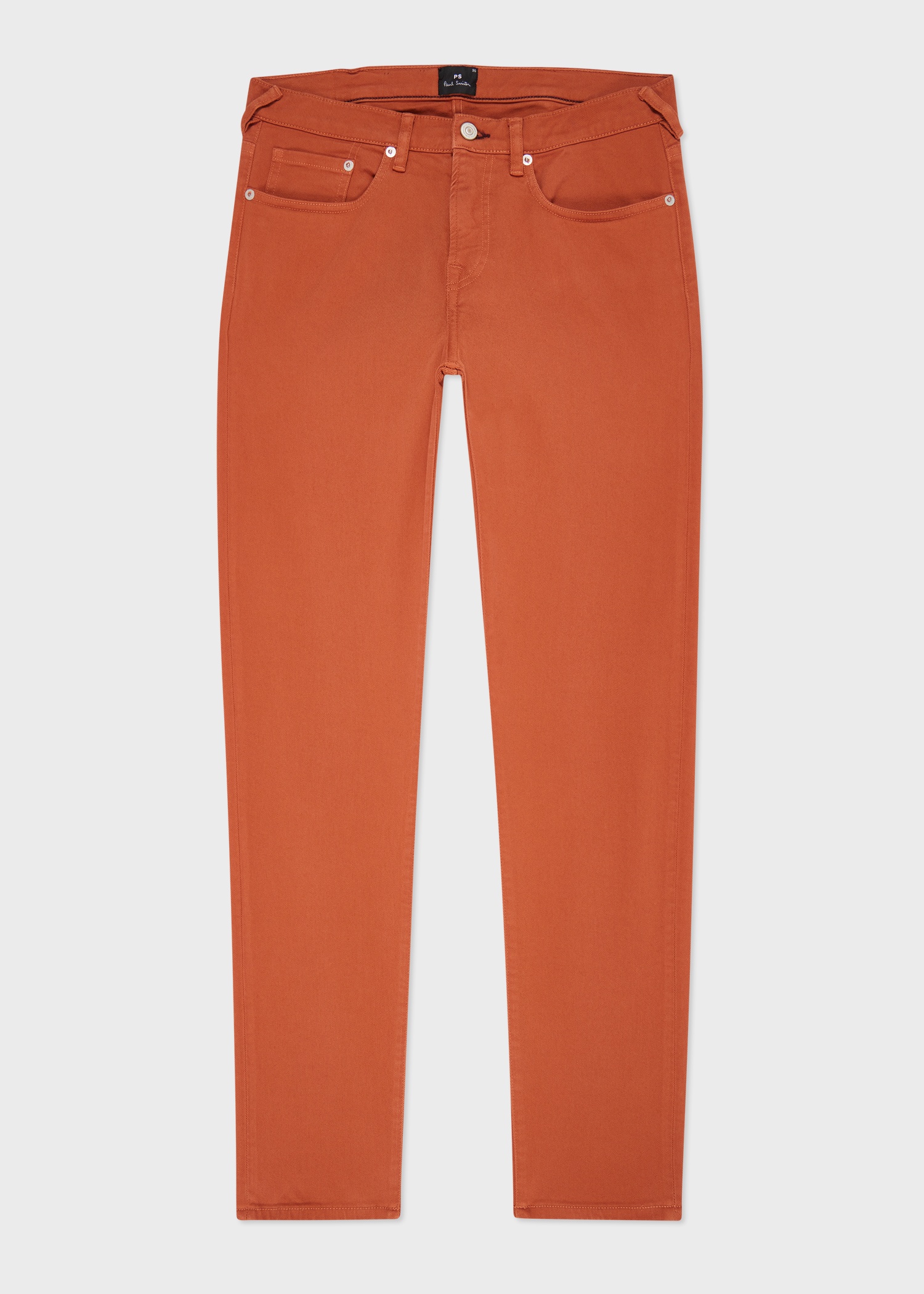 Tapered-Fit Rust Garment-Dyed Organic Cotton-Stretch Jeans - 1