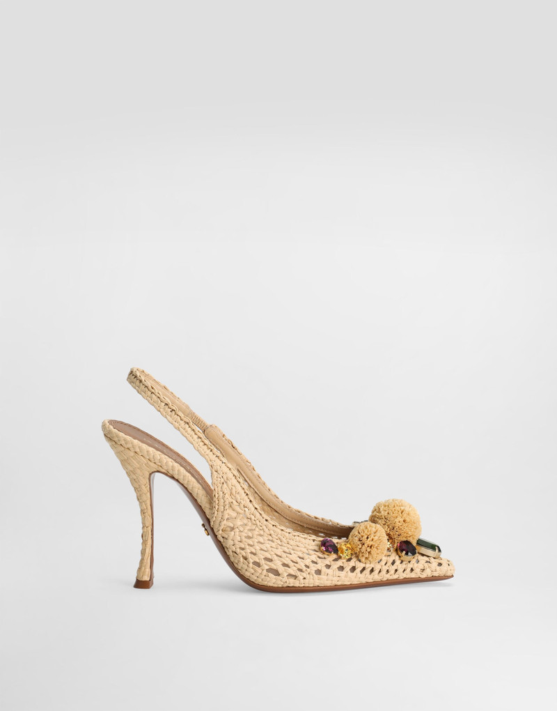 Rafia crochet slingback with stones 1