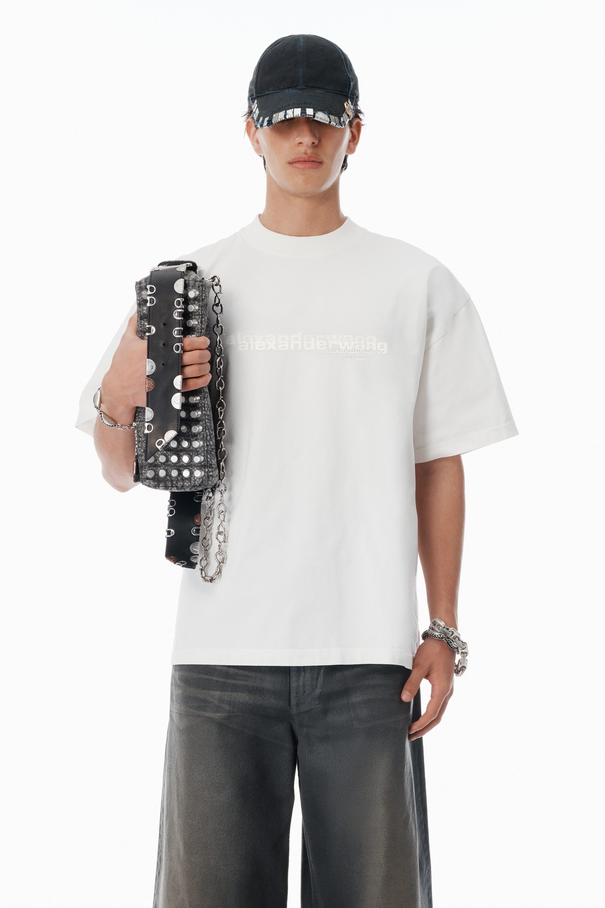 White Cotton Oversized Logo Tee - 2