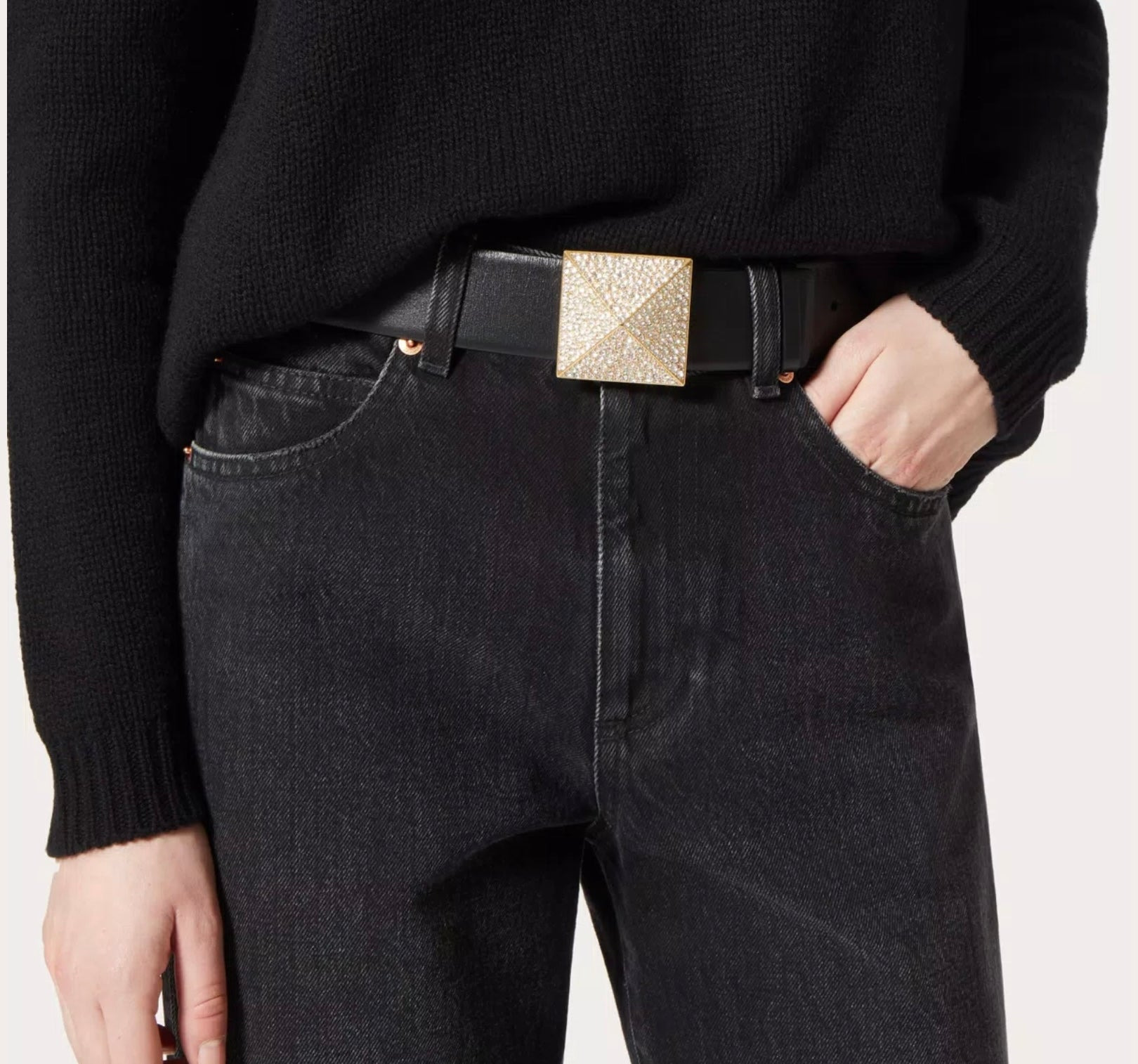 Valentino Garavani One Stud Reversible Shiny Calfskin Belt 40mm - 5