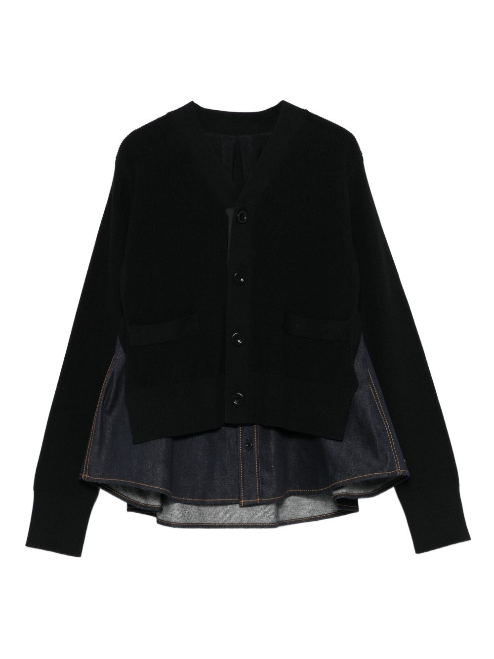 Sacai Women Denim And Cotton Cardigan - 1