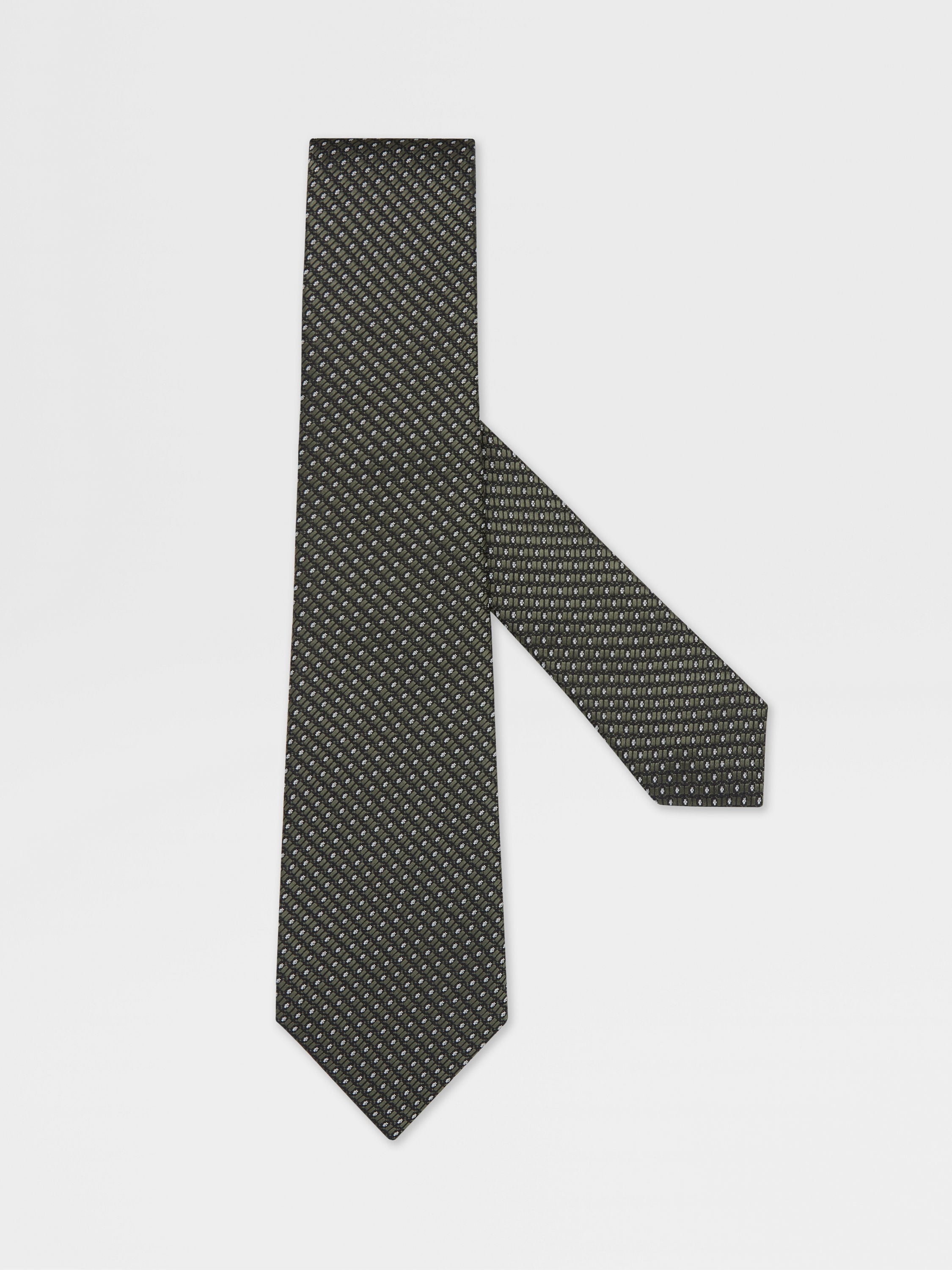 DARK GREEN SILK TIE - 1