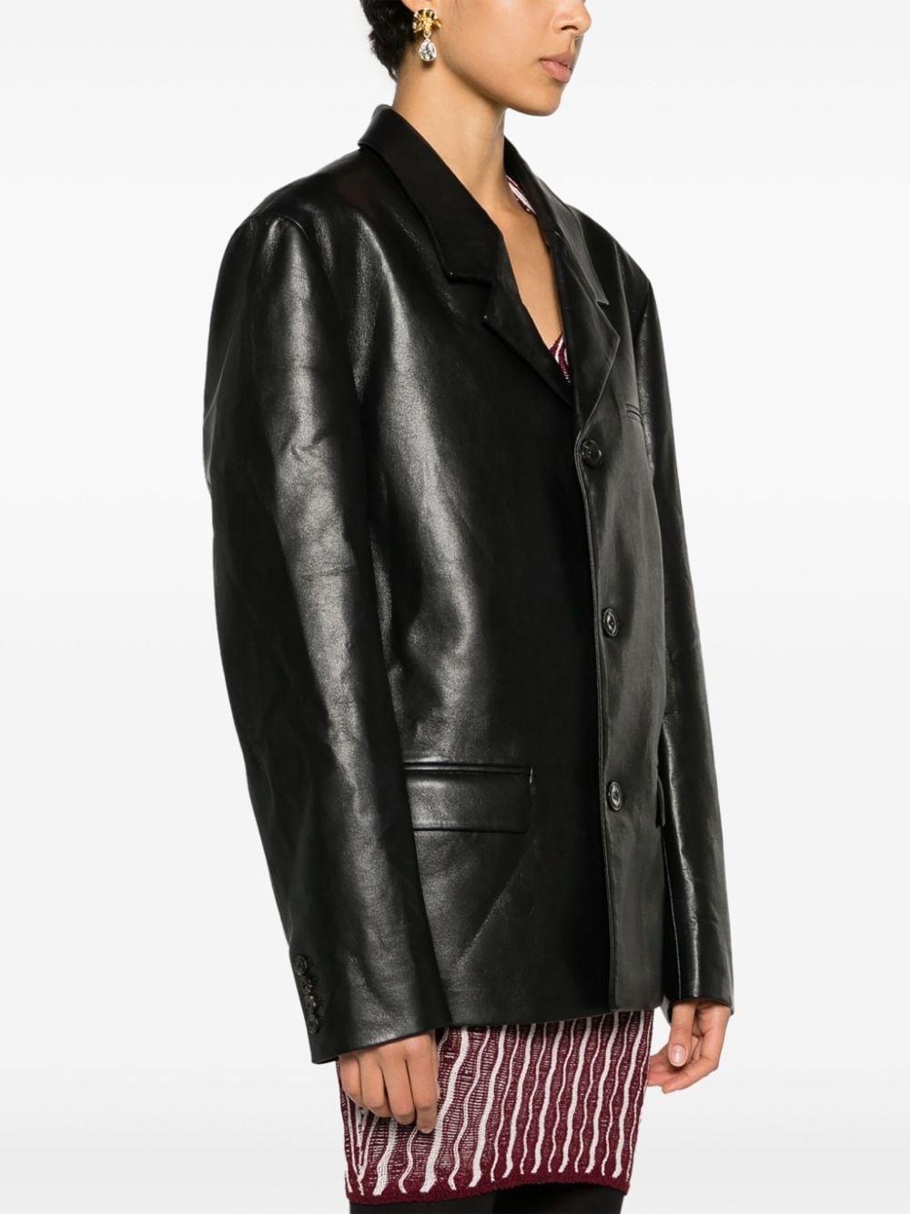 Rox regenerated-leather blazer - 3