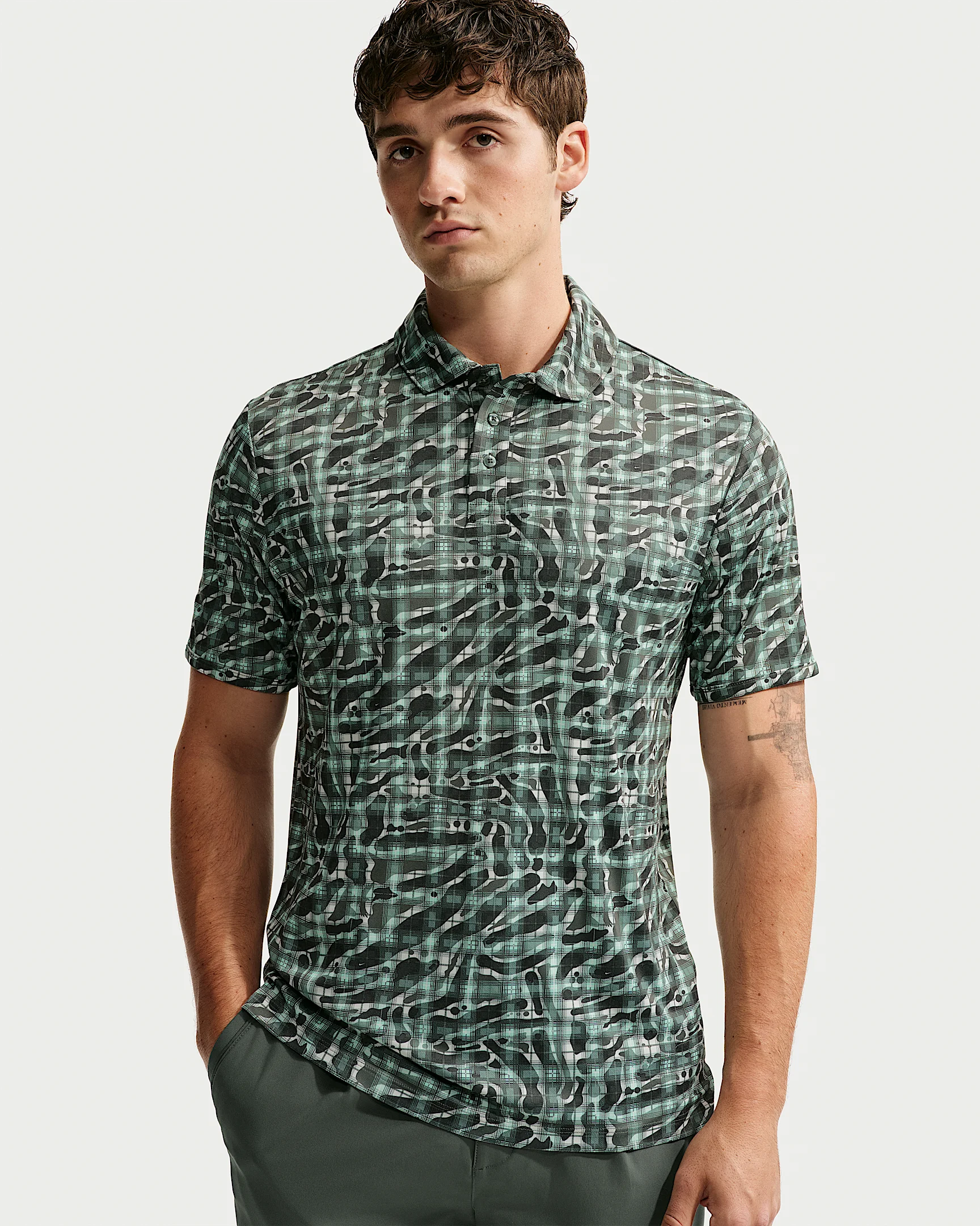 Nike Par Men's Dri-FIT Tartan Camo Print Golf Polo - 1