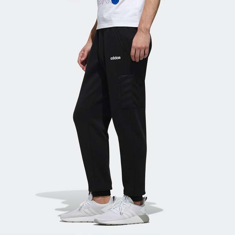 adidas neo logo Cozy Casual Bundle Feet Sports Pants Black DW8194 - 5