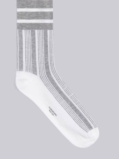 Thom Browne Light Grey Mercerized Cotton 4-Bar Striped Mid Calf Socks outlook