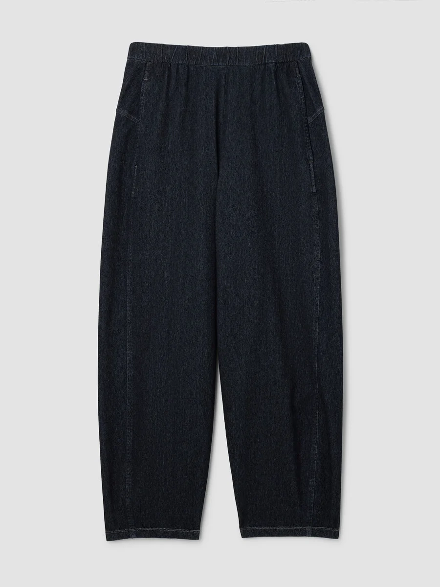 Cotton Indigo Knit Denim Lantern Pant - 1