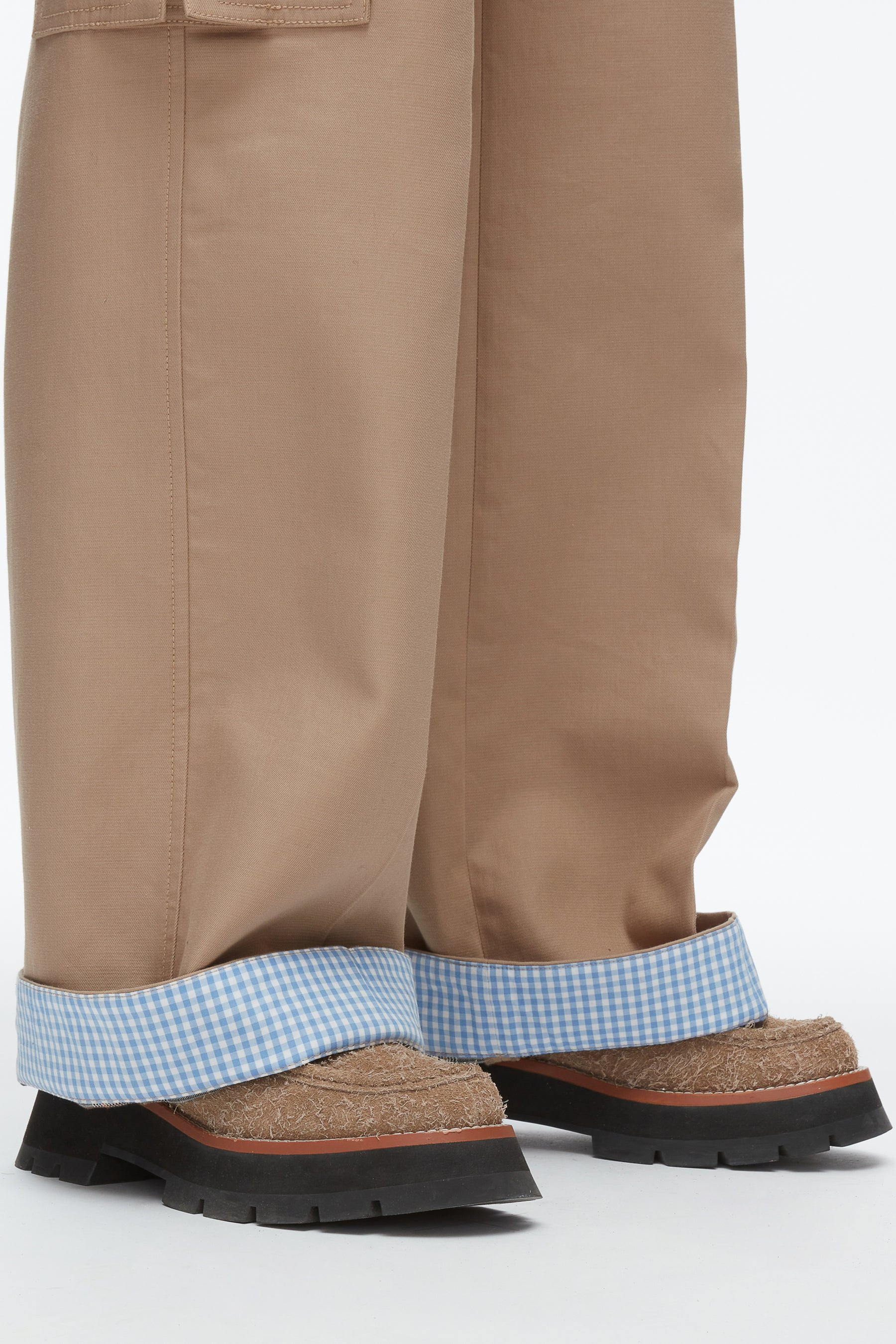 Carpenter Cargo Pants with Plaid Cuffs - 7