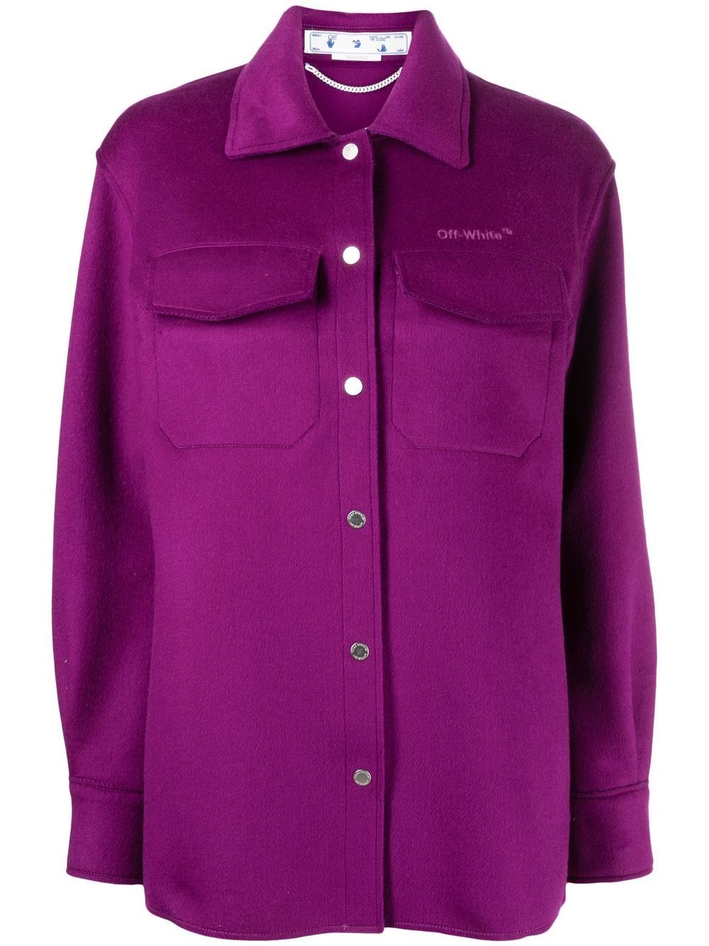 logo-embroidered shirt jacket - 1