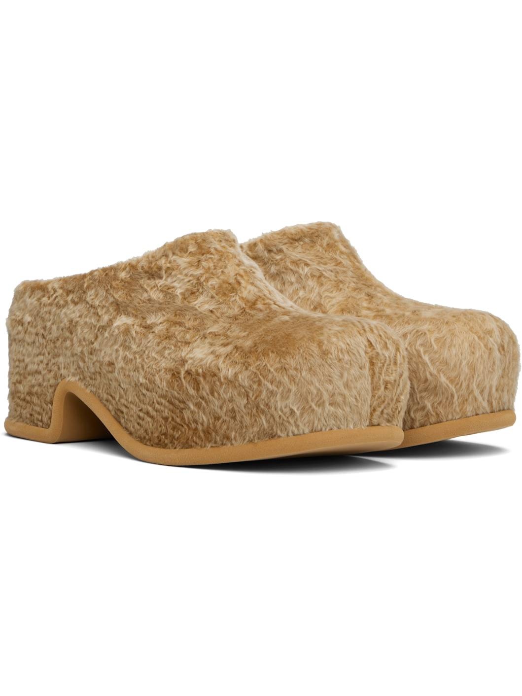 Beige Shearling Slip-on Loafers - 4