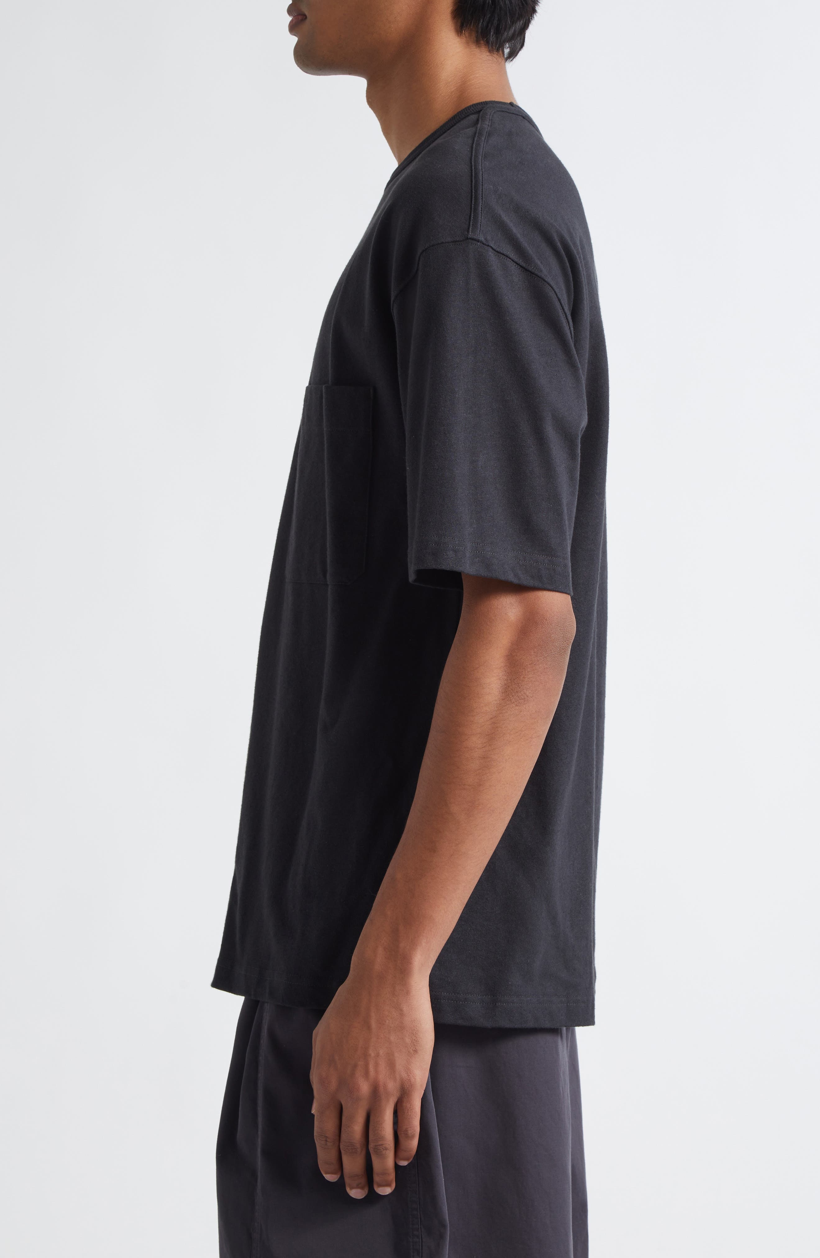 Lemaire Boxy Cotton & Linen T-Shirt in Jet Black at Nordstrom - 3