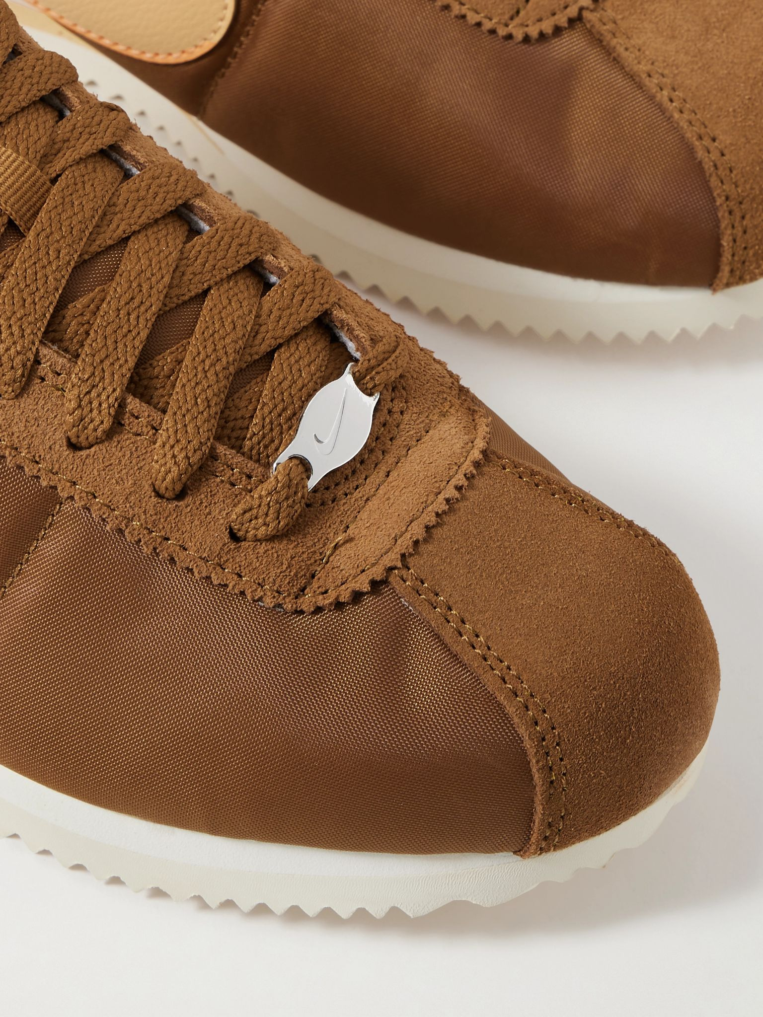 Cortez suede and leather-trimmed shell sneakers Chocolate - 4