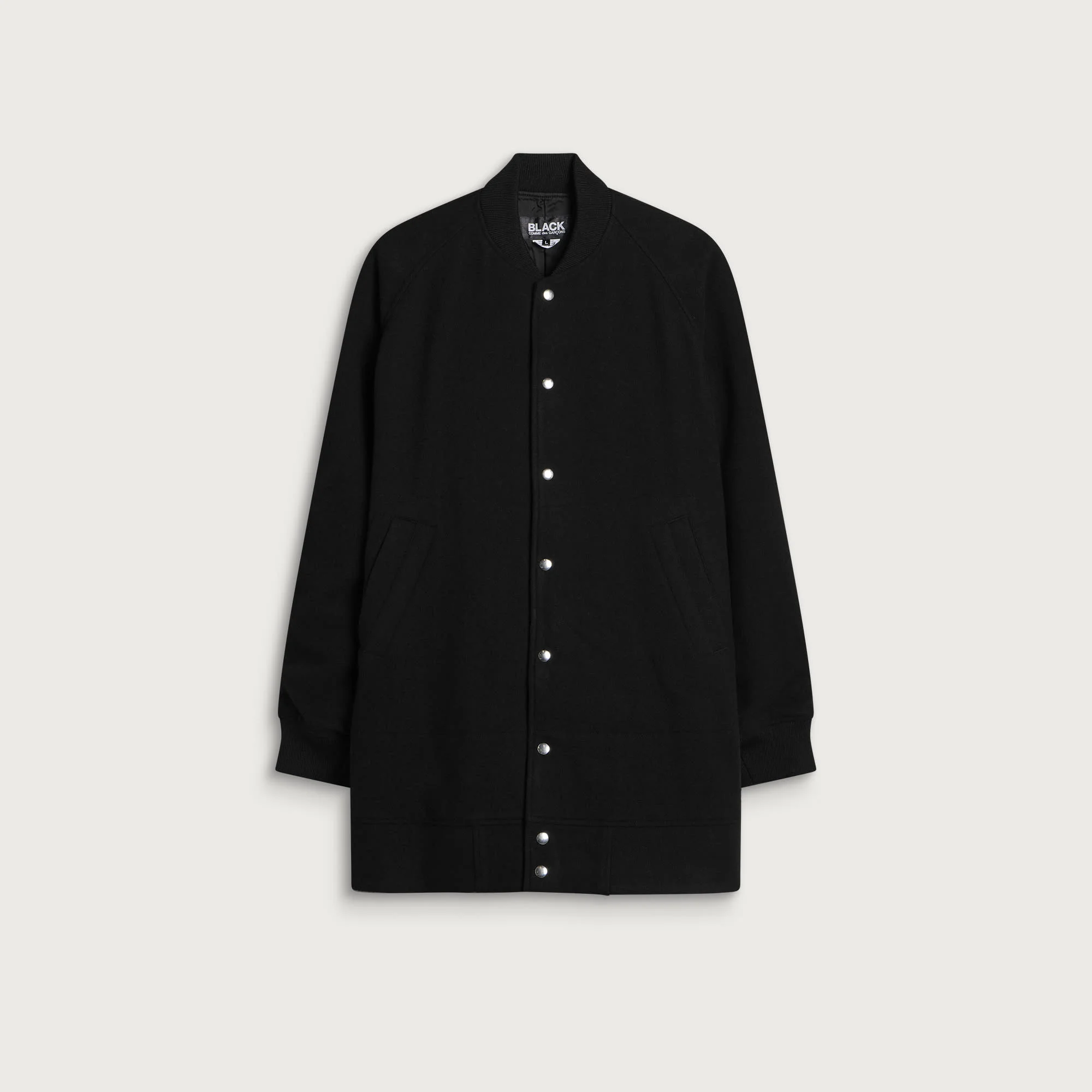 Comme des Garçons Black Wool Nylon Asymmetric Long Bomber Ja - 1