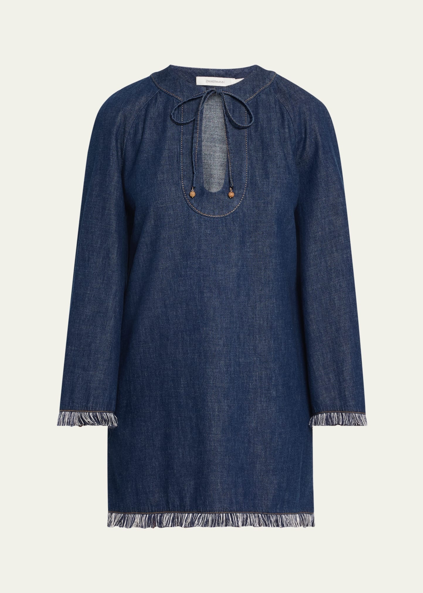 Rhiannon Fringe Denim Mini Dress - 1