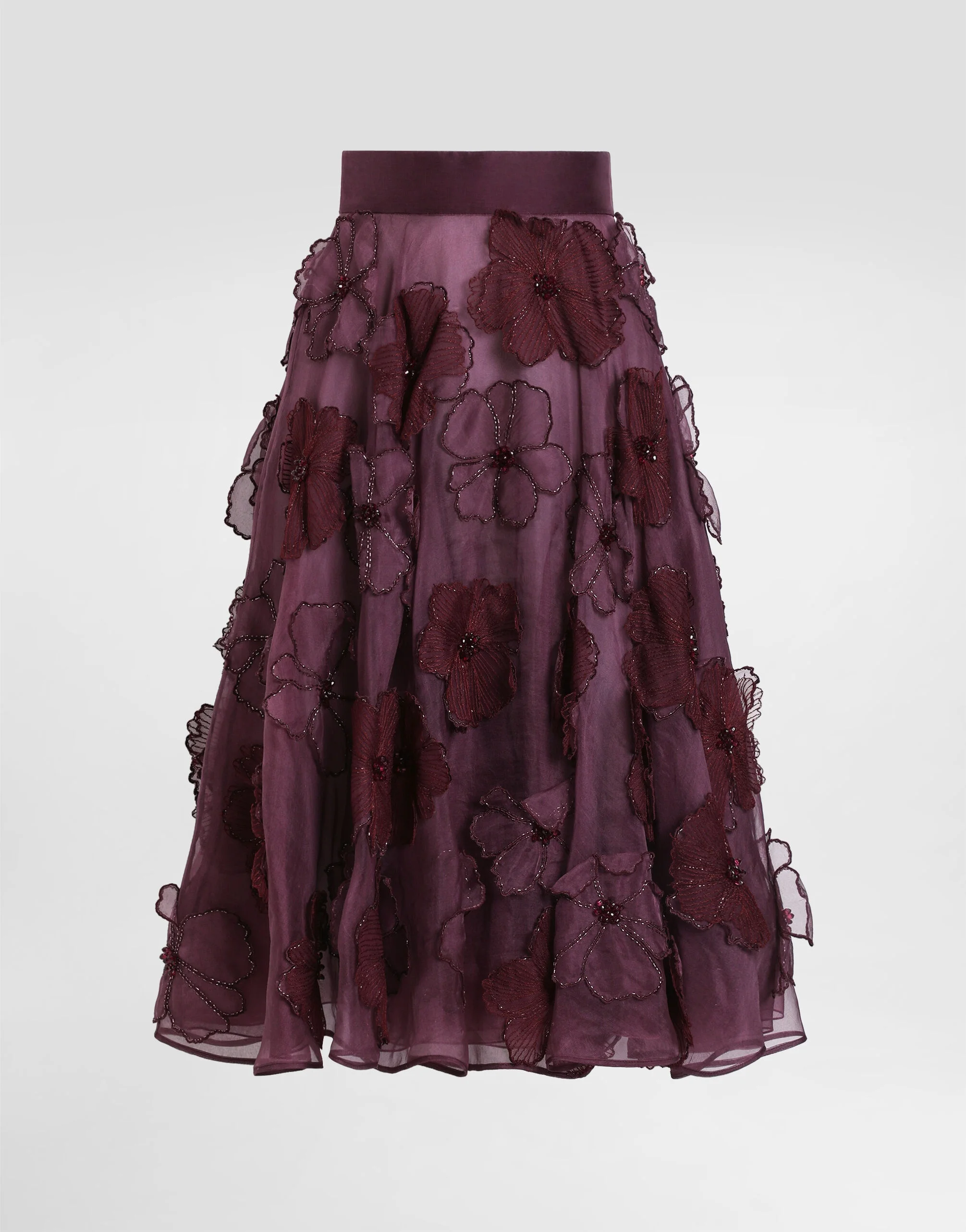Organza midi circle skirt with floral embroidery - 1