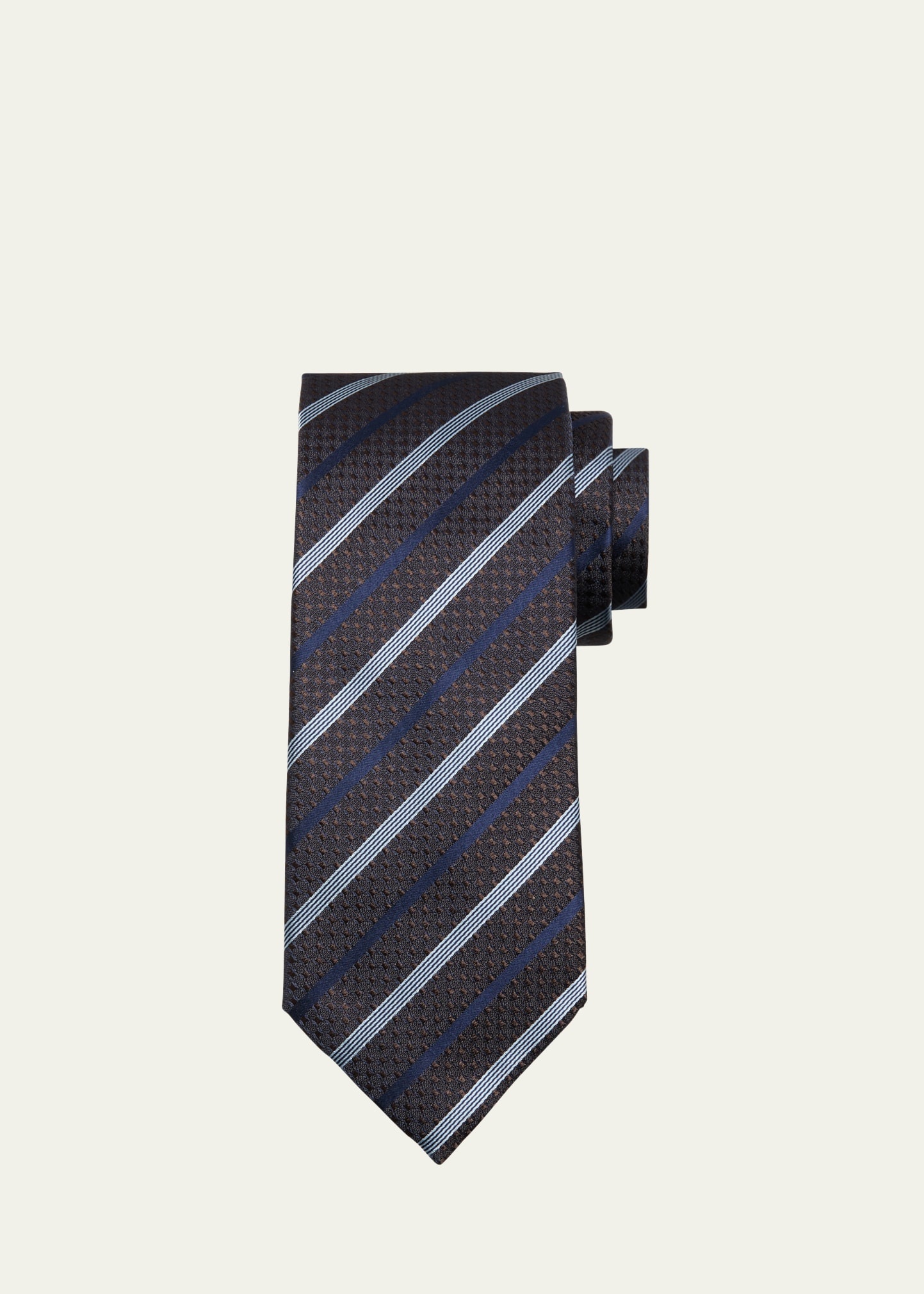 Men's Stripe Jacquard Silk Tie - 1