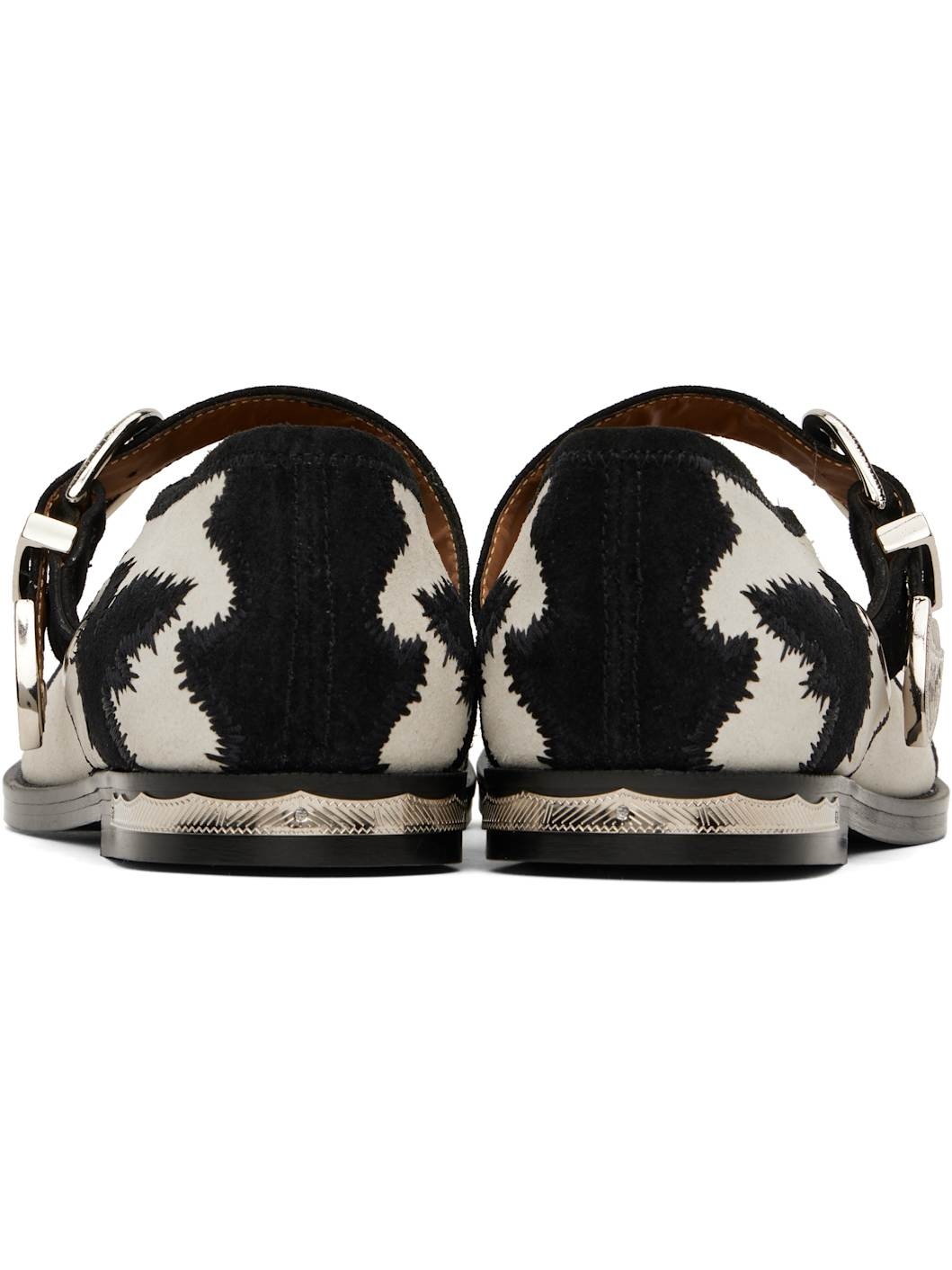 White & Black Suede Loafers - 2