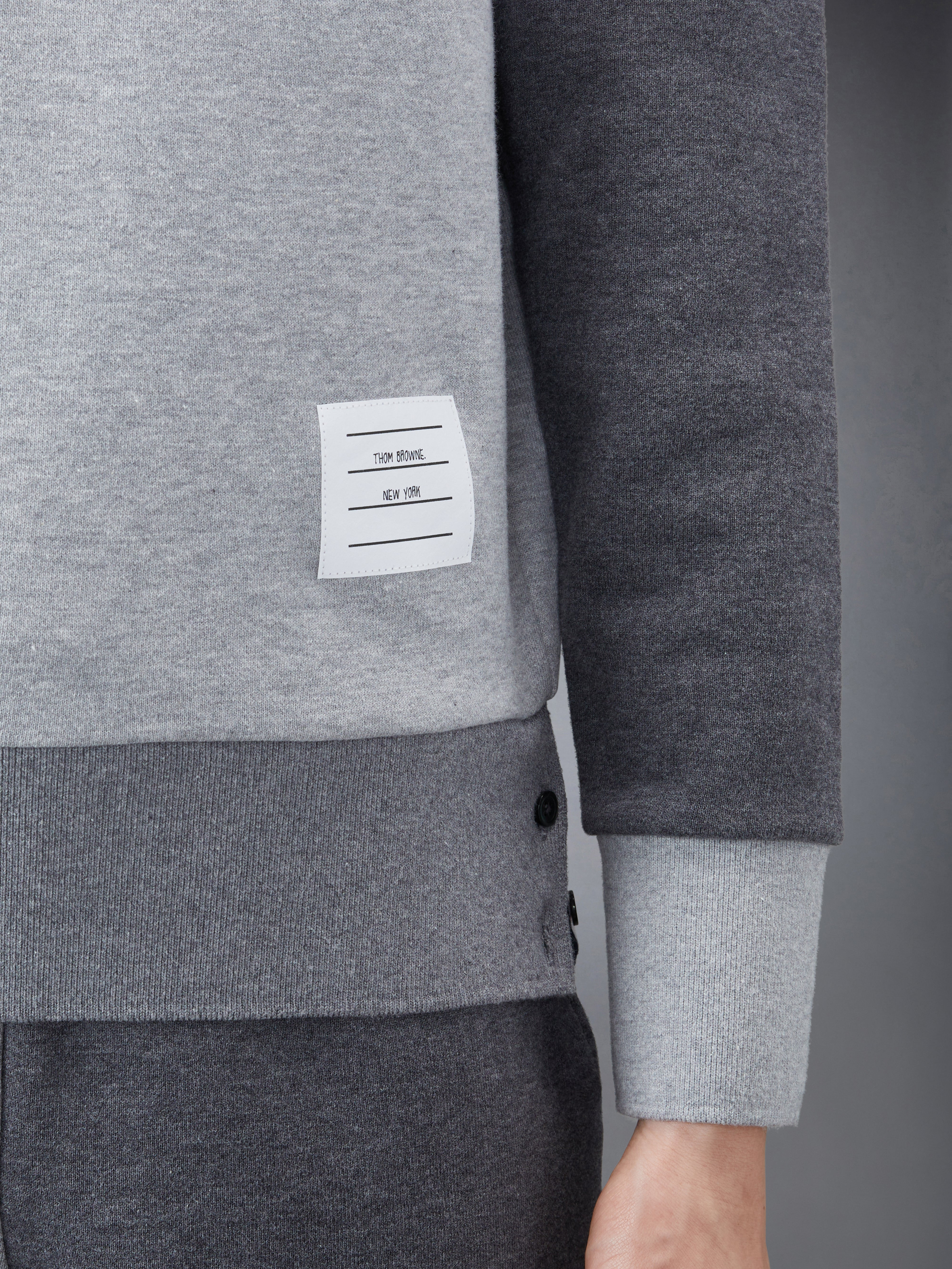 Tonal Grey Classic Loop Back Relaxed Crewneck 4-Bar Sweatshirt - 4