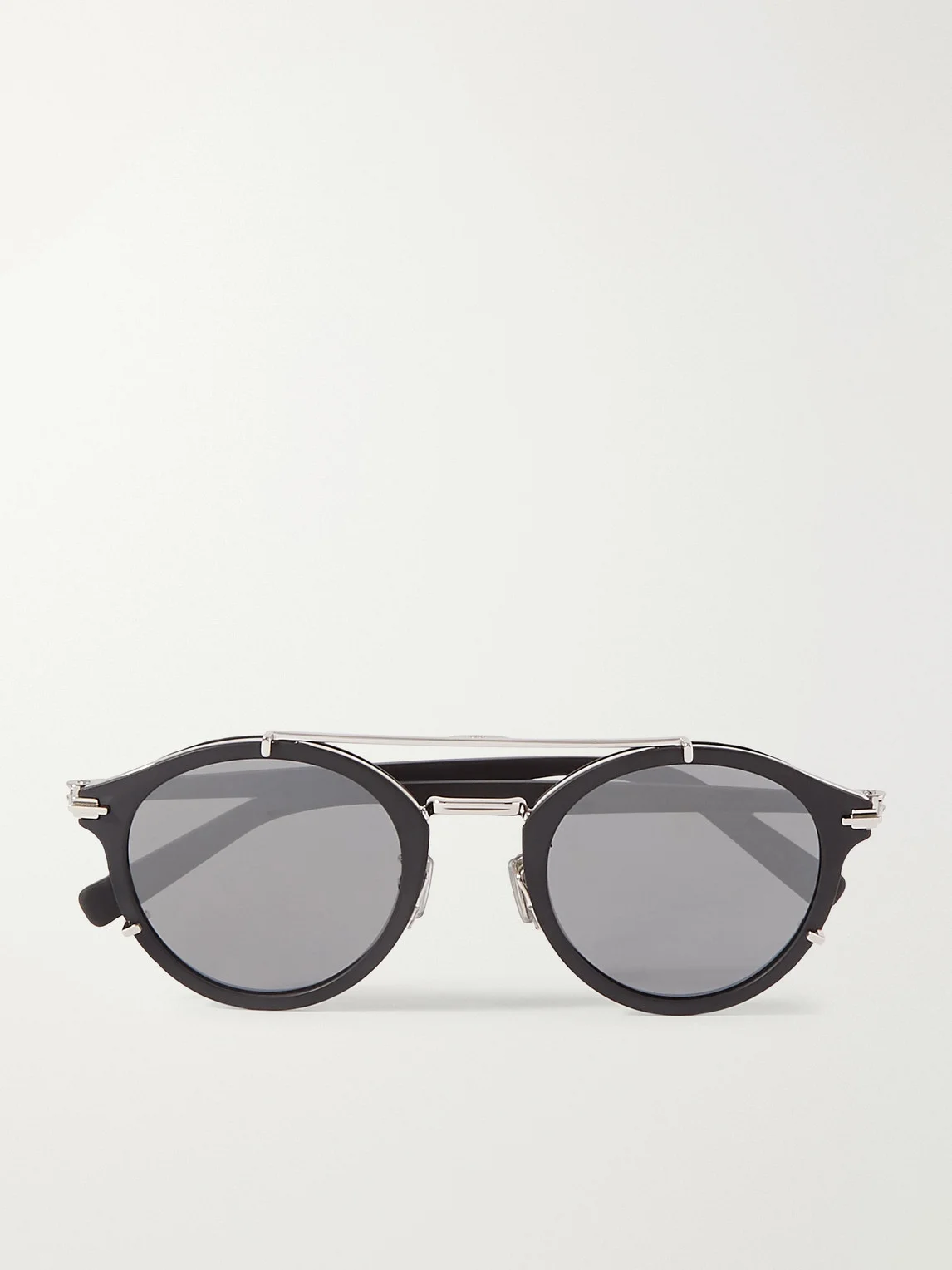 DiorBlackSuit R7U Acetate and Silver-Tone Round-Frame Sunglasses - 1