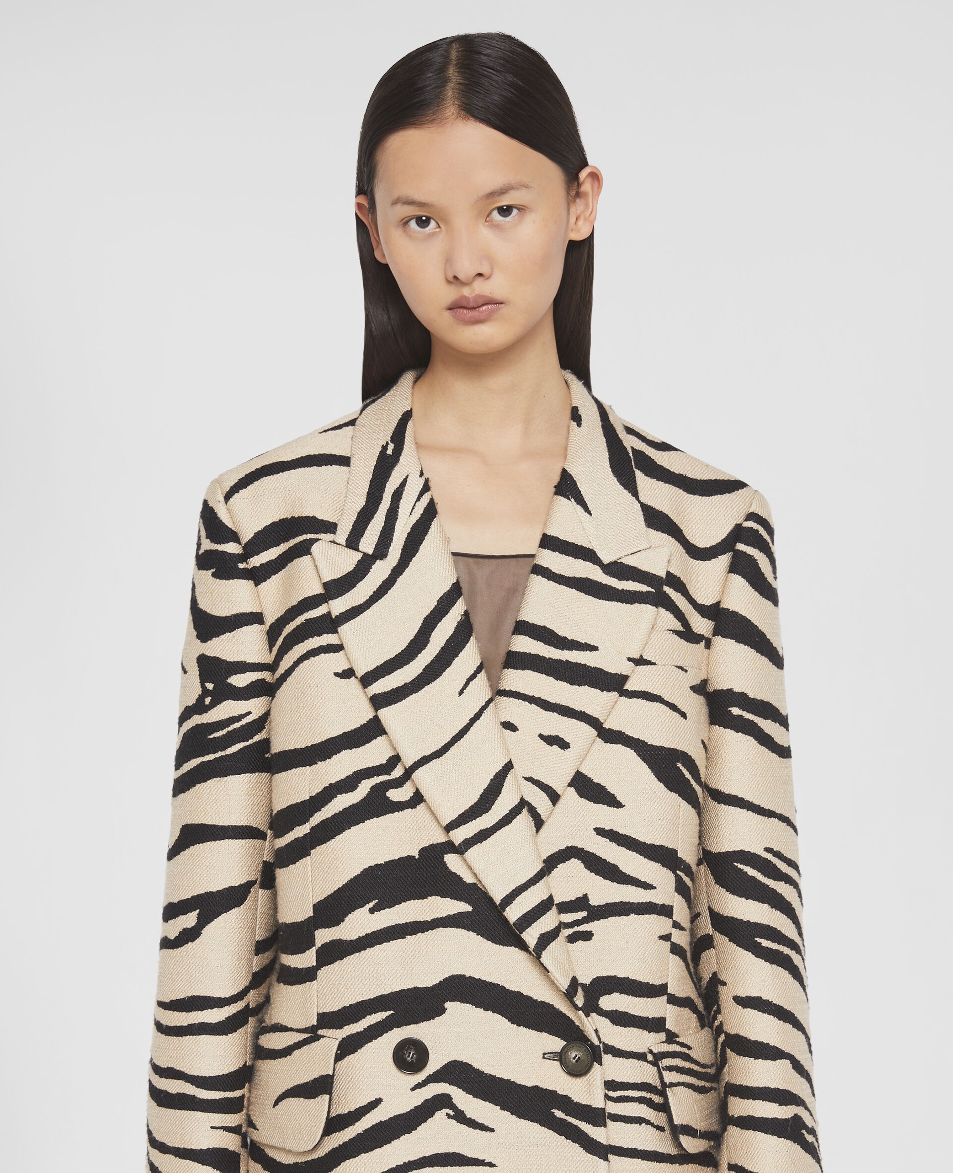 Tiger Print Double-Breasted Coat - 4